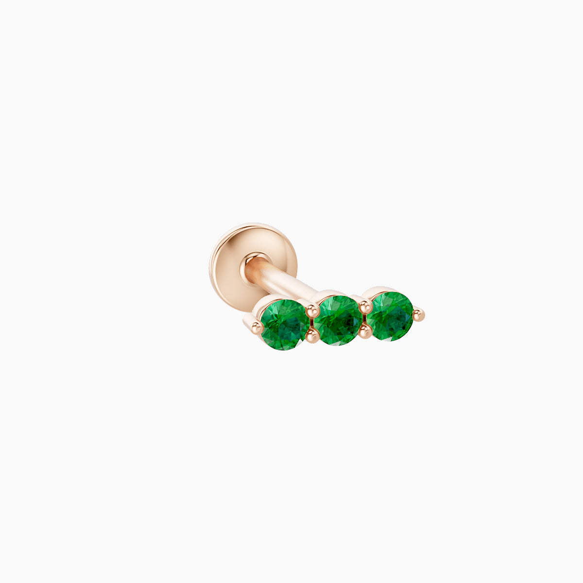Ma'at | 18k Rose Gold 8 mm 6.5 mm Trilogy Emerald Piercing