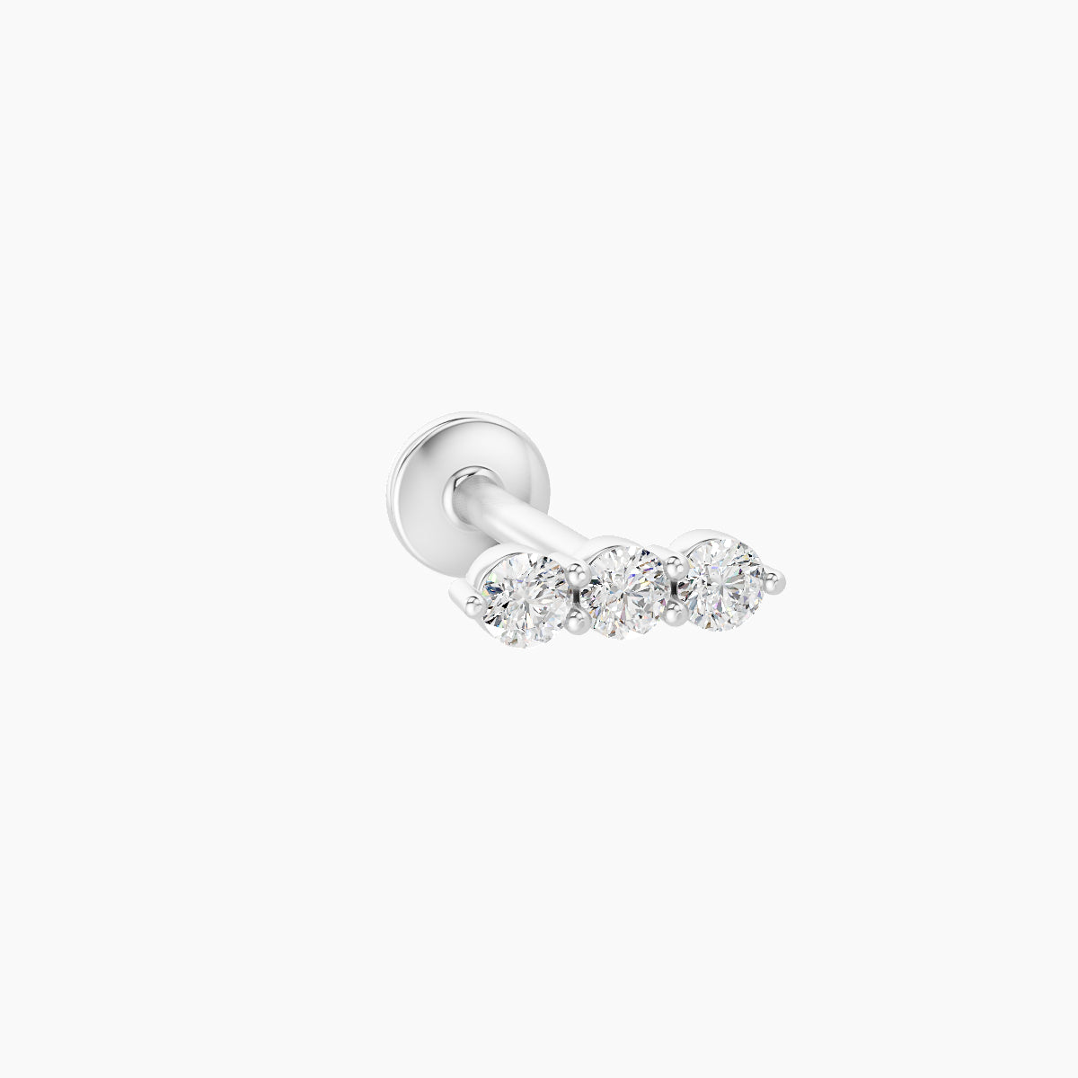 Ma'at | 18k White Gold 6.5 mm 8 mm Trilogy Diamond Piercing