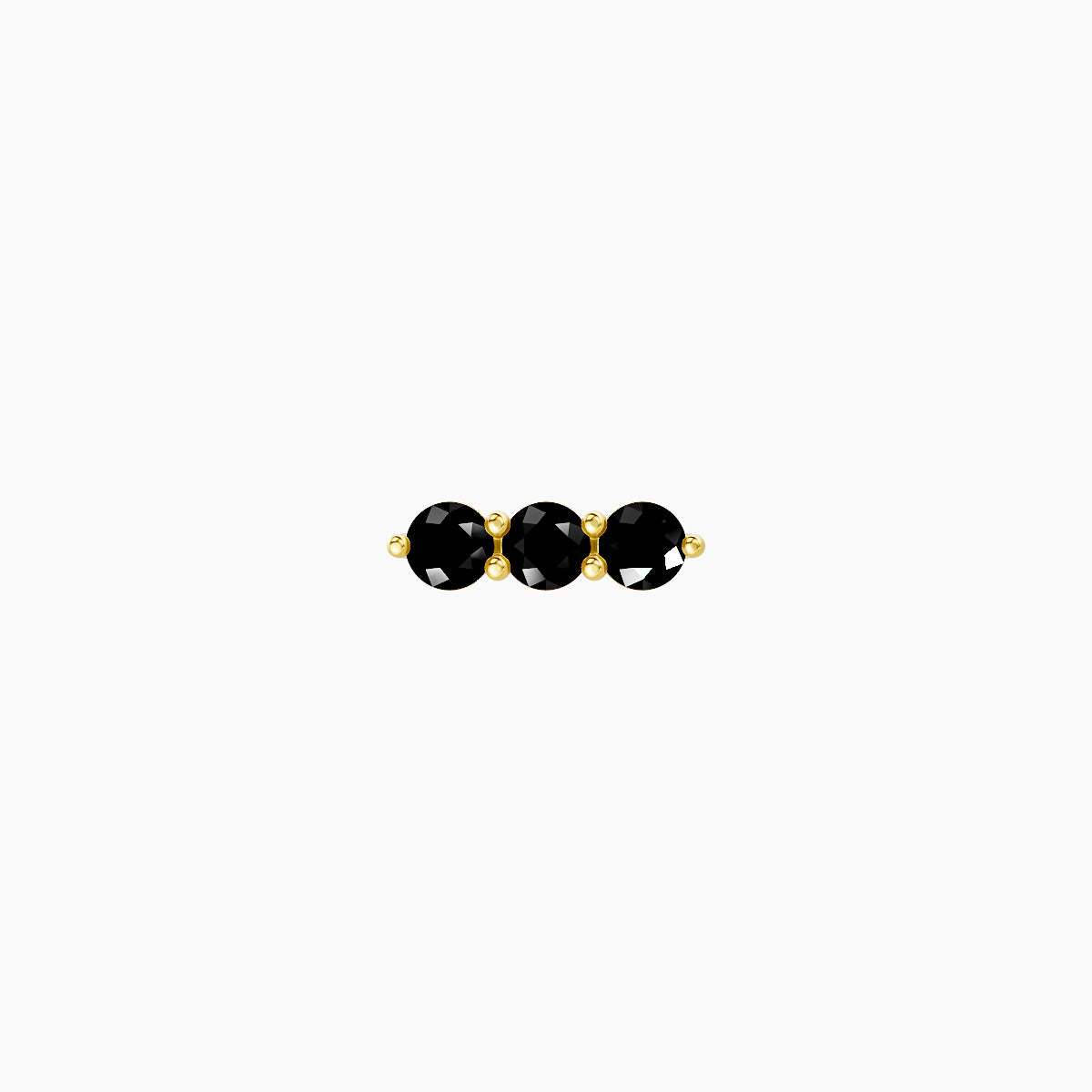 Ma'at | 18k Yellow Gold 8 mm 6.5 mm Trilogy Black Diamond Piercing
