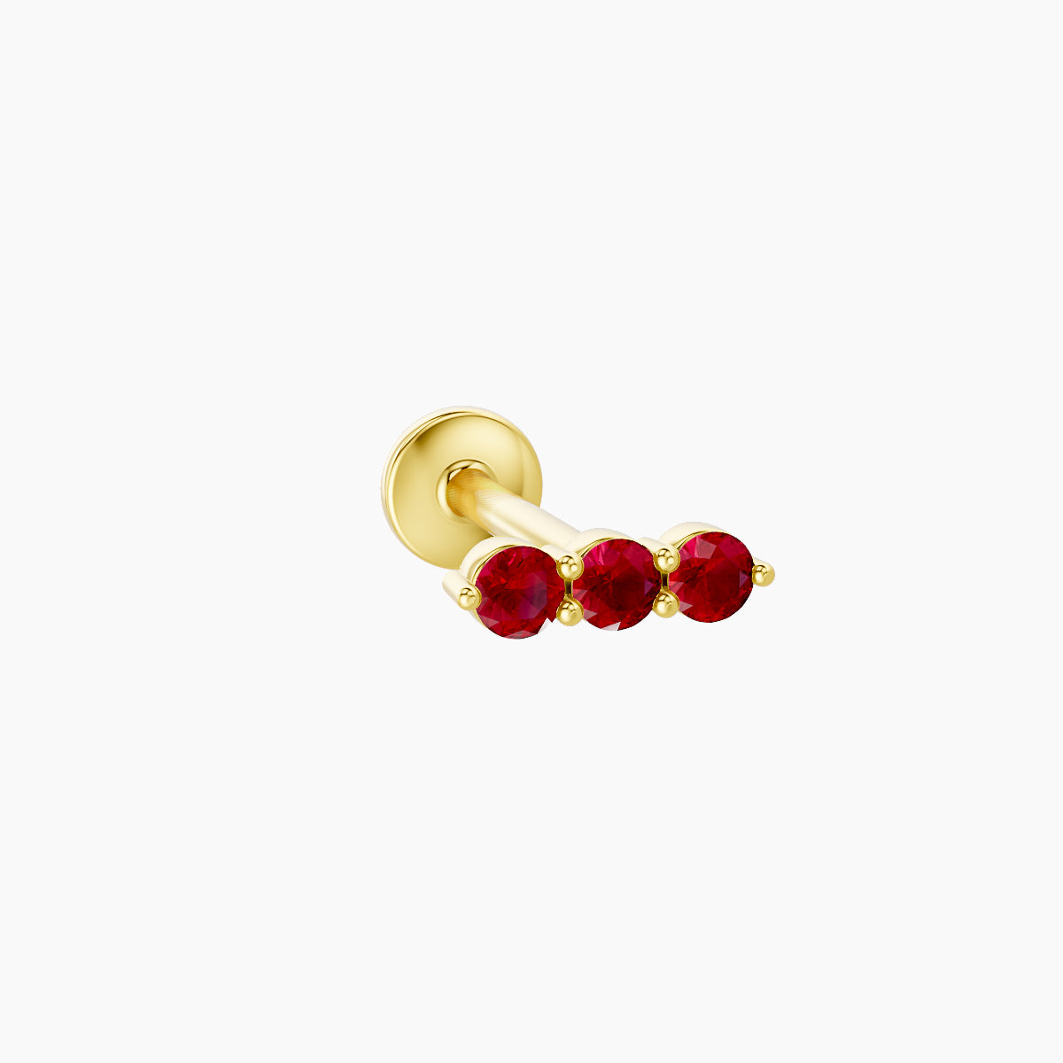 Ma'at | 18k Yellow Gold 8 mm 6.5 mm Trilogy Ruby Piercing