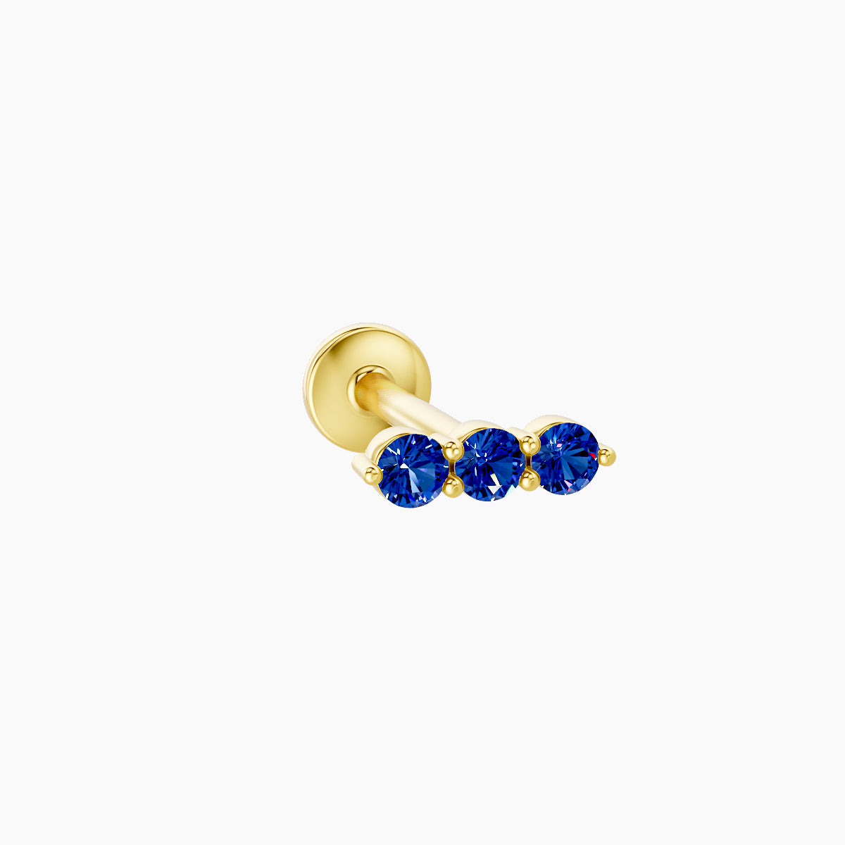 Ma'at | 18k Yellow Gold 8 mm 6.5 mm Trilogy Sapphire Piercing