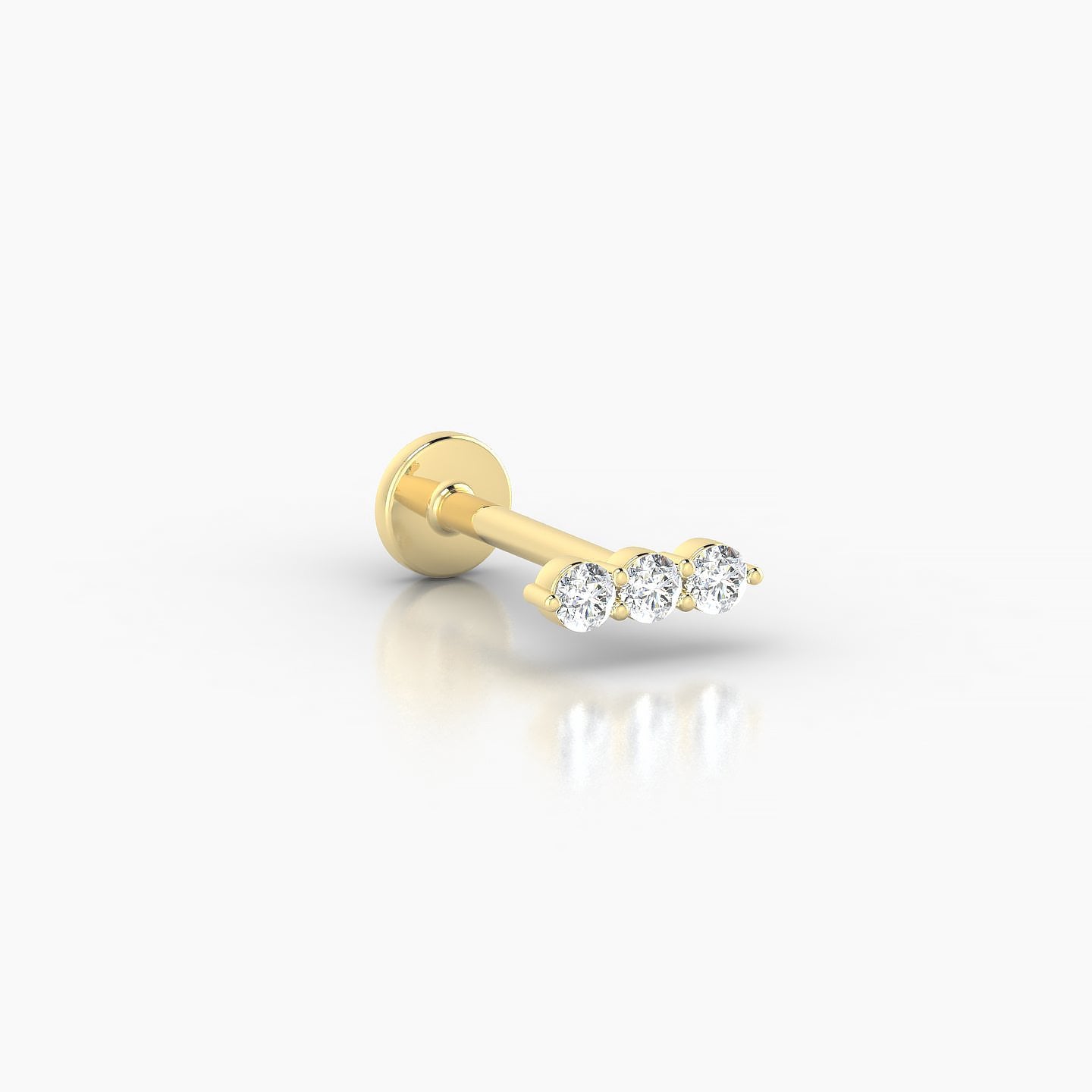Ma'at | 18k Yellow Gold 6.5 mm 8 mm Trilogy Diamond Piercing