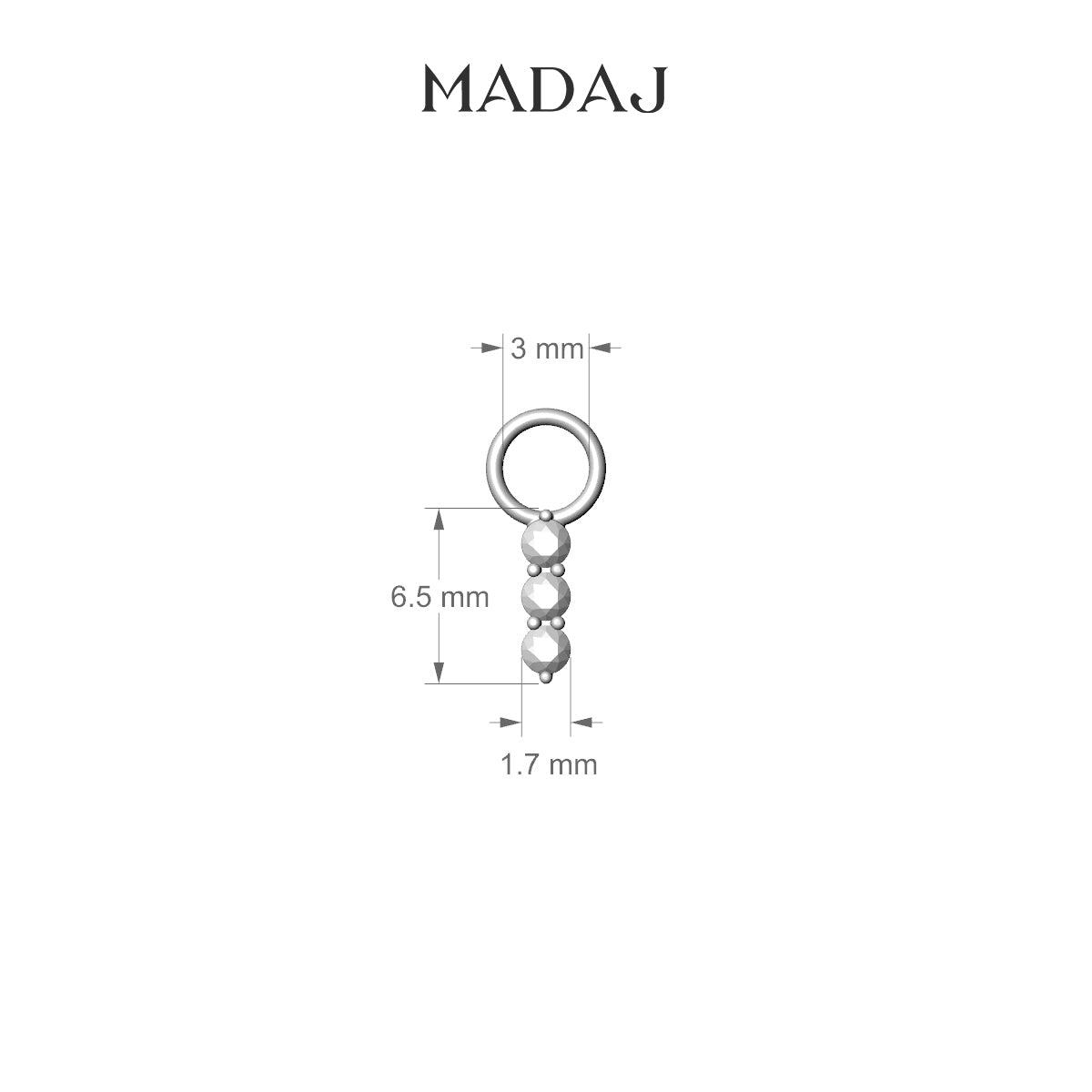 Ma'at | 18k Yellow Gold 6.5 mm Trilogy Diamond Charm