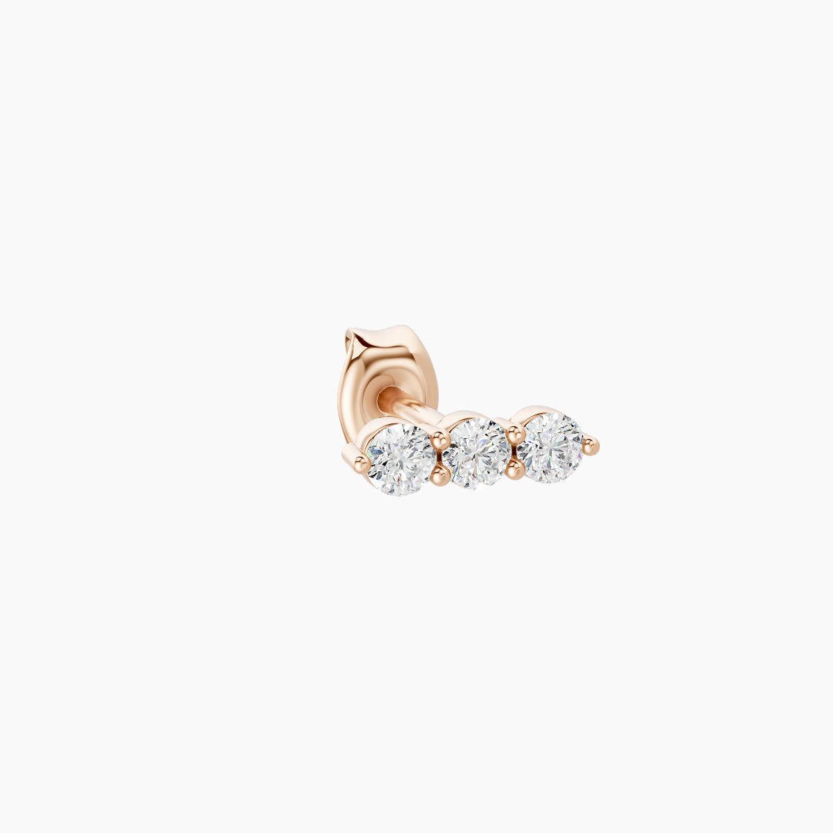 Ma'at | 18k Rose Gold 6.5 mm Trilogy Diamond Earring