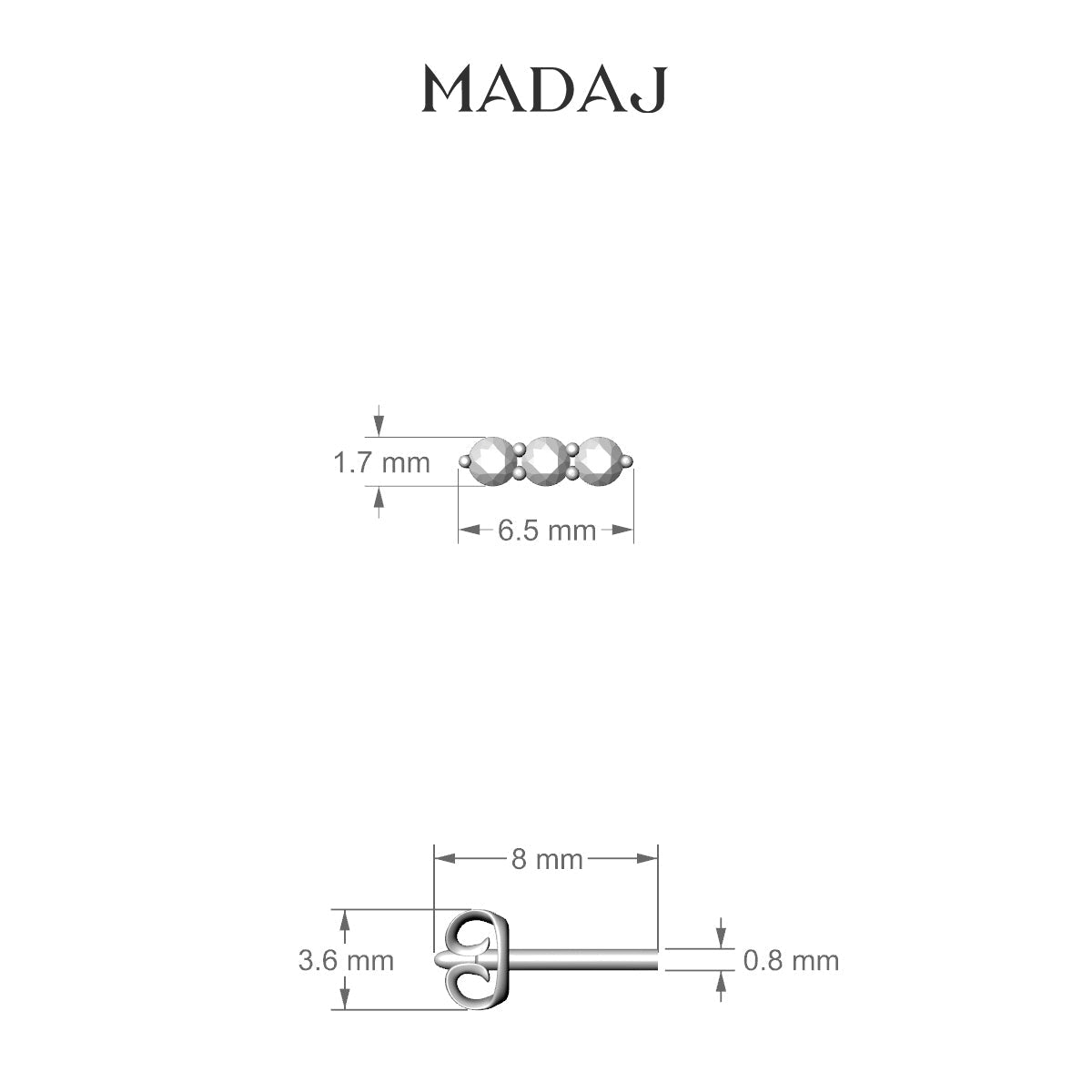 Ma'at | 18k Yellow Gold 6.5 mm Trilogy Diamond Earring