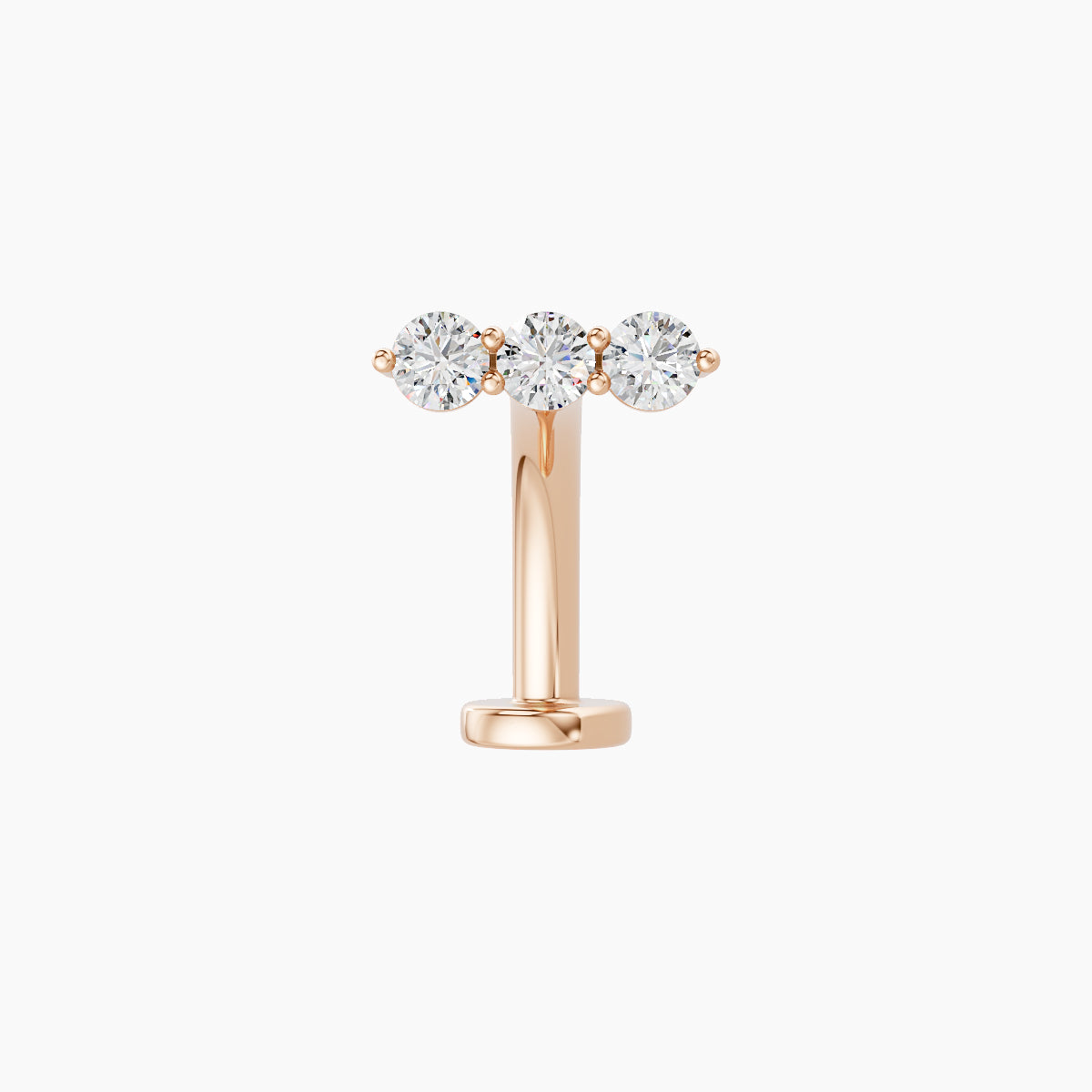 Ma'at | 18k Rose Gold 7 mm 10 mm Trilogy Diamond Floating Navel Piercing