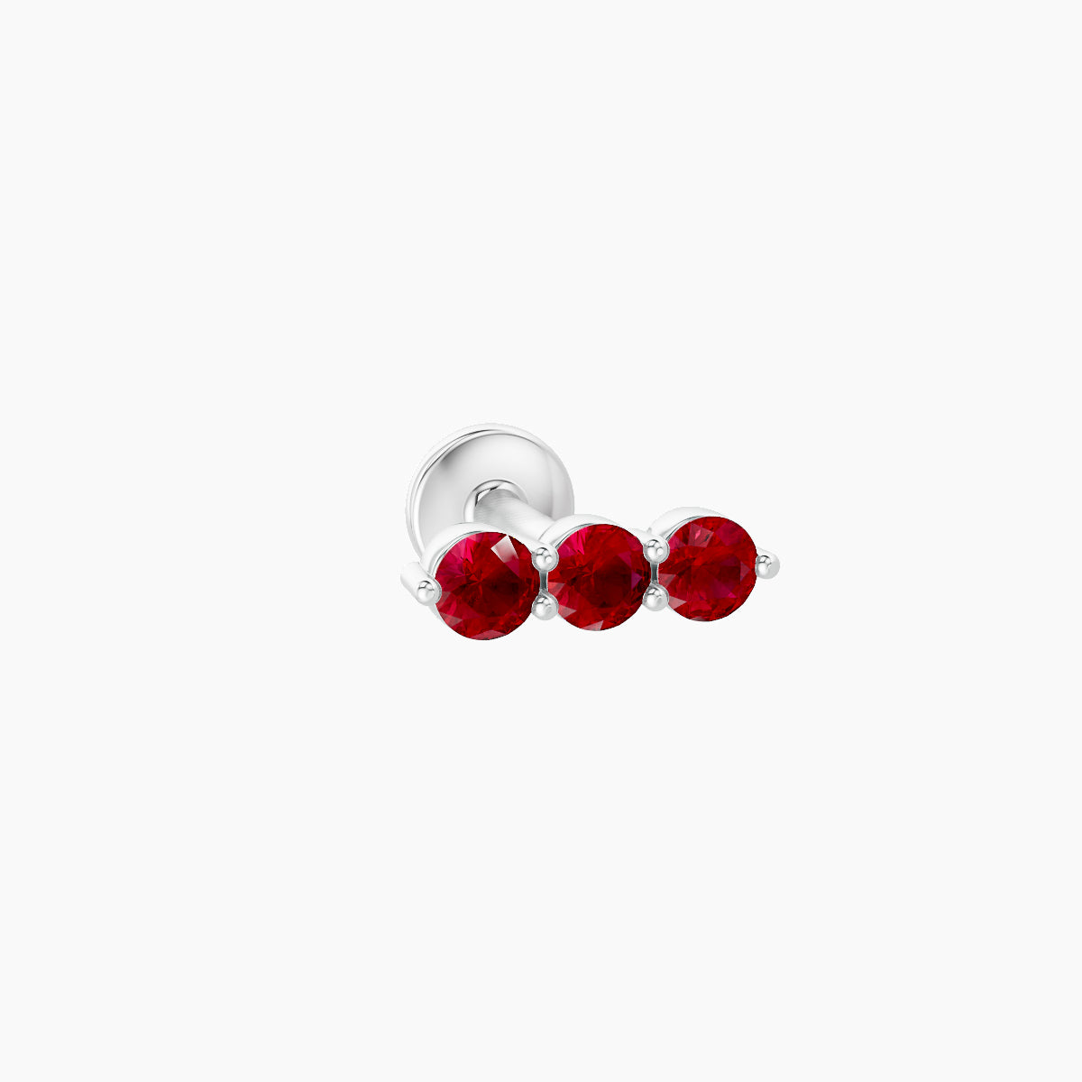 Ma'at | 18k White Gold 5 mm 7 mm Trilogy Ruby Piercing
