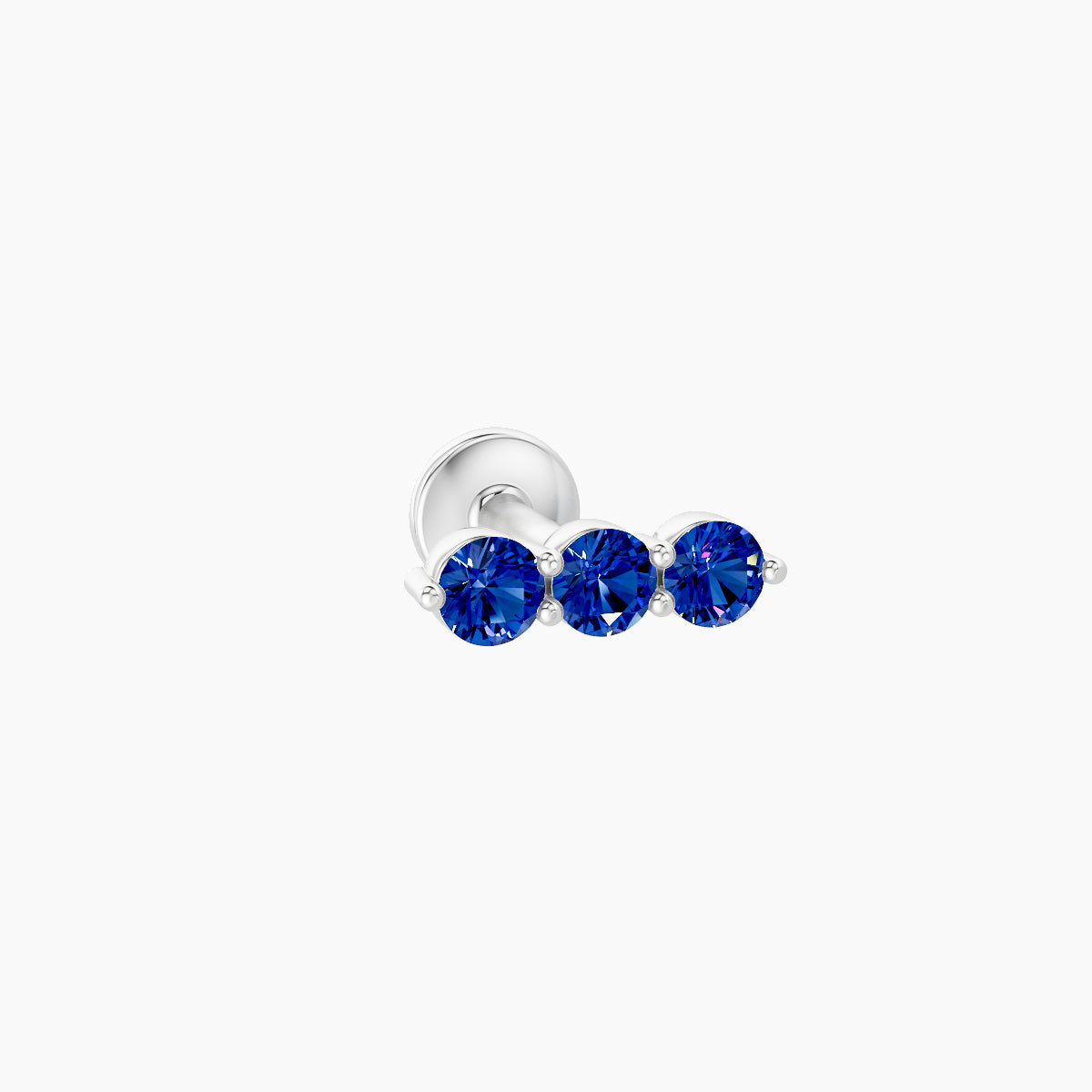 Ma'at | 18k White Gold 5 mm 7 mm Trilogy Sapphire Piercing