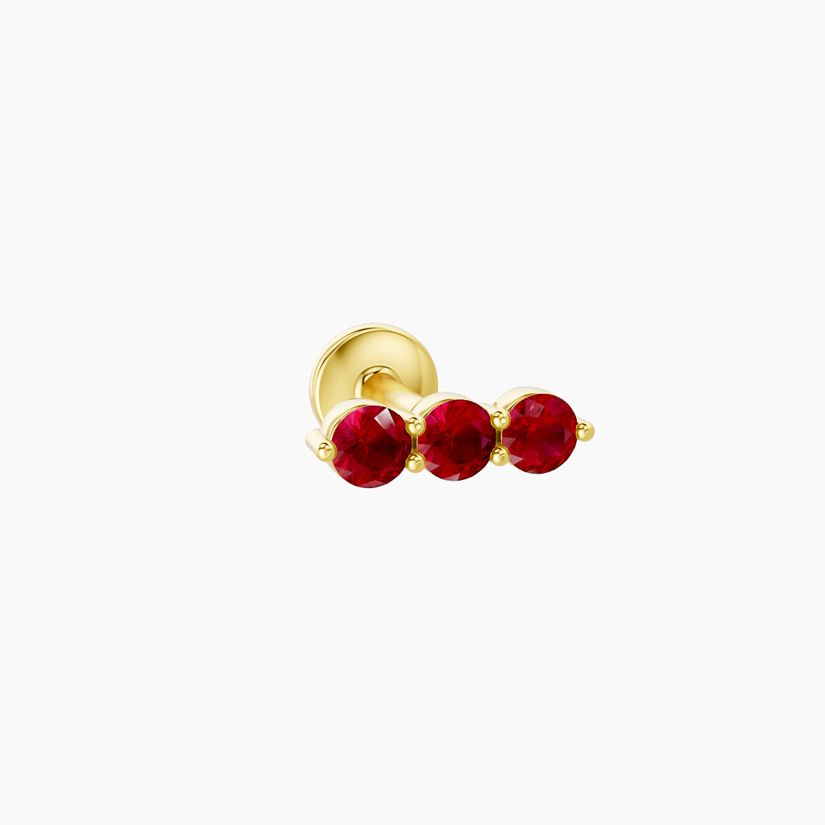 Ma'at | 18k Yellow Gold 5 mm 7 mm Trilogy Ruby Piercing