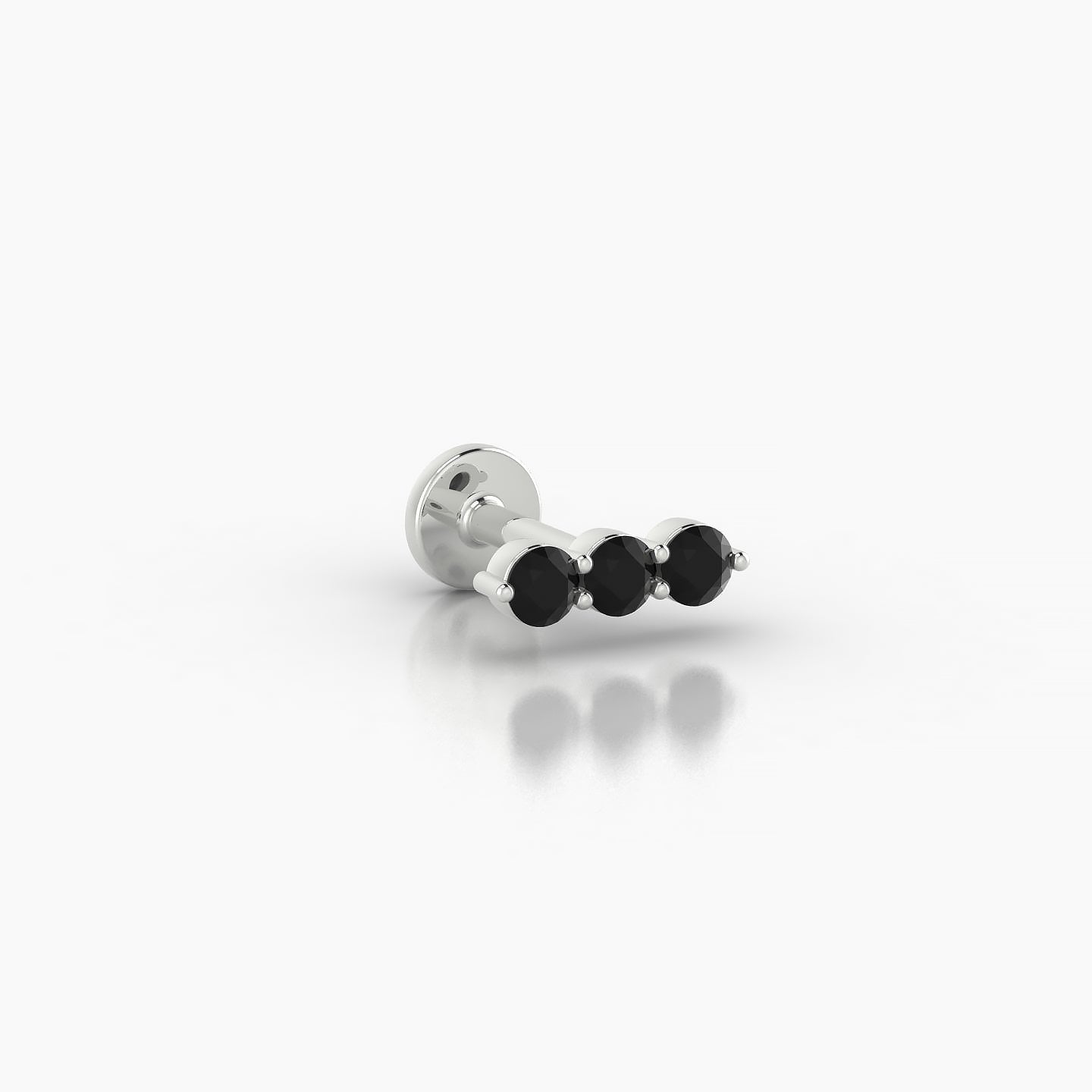 Ma'at | 18k White Gold 5 mm 7 mm Trilogy Black Diamond Piercing