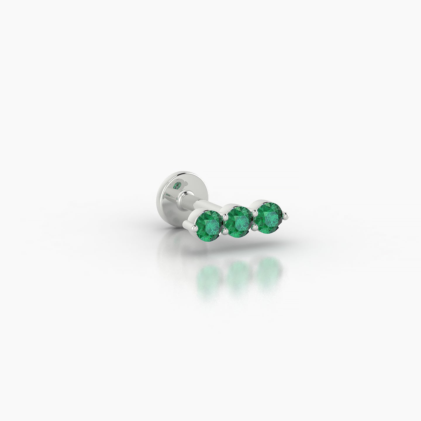 Ma'at | 18k White Gold 5 mm 7 mm Trilogy Emerald Piercing