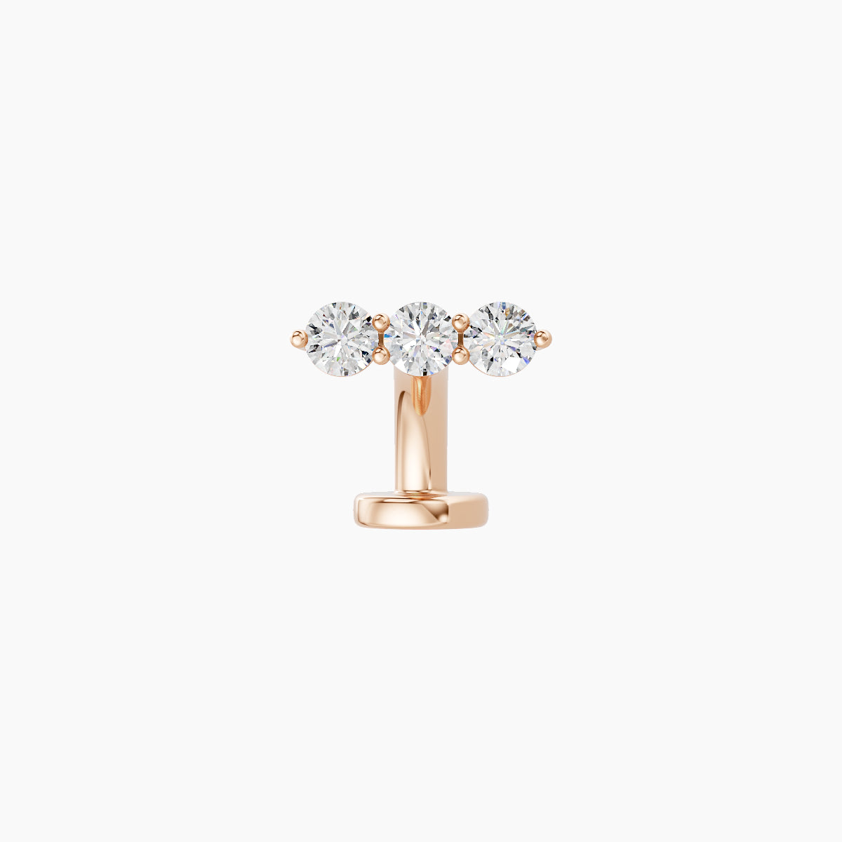 Ma'at | 18k Rose Gold 7 mm 6 mm Trilogy Diamond Floating Navel Piercing