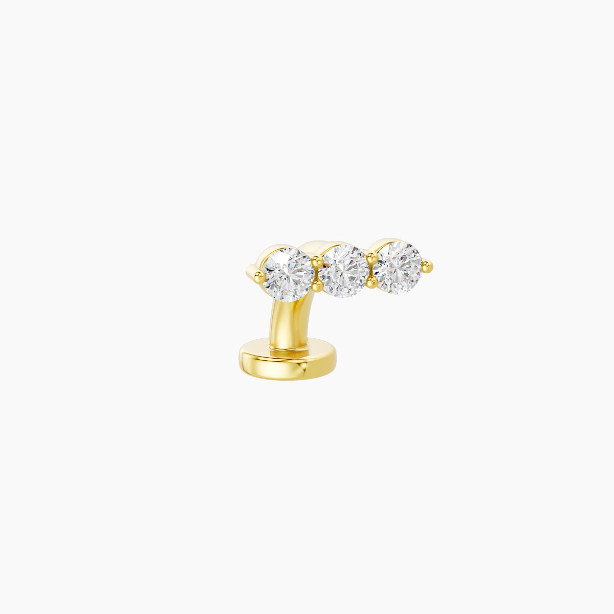 Ma'at | 18k Yellow Gold 7 mm 6 mm Trilogy Diamond Floating Navel Piercing