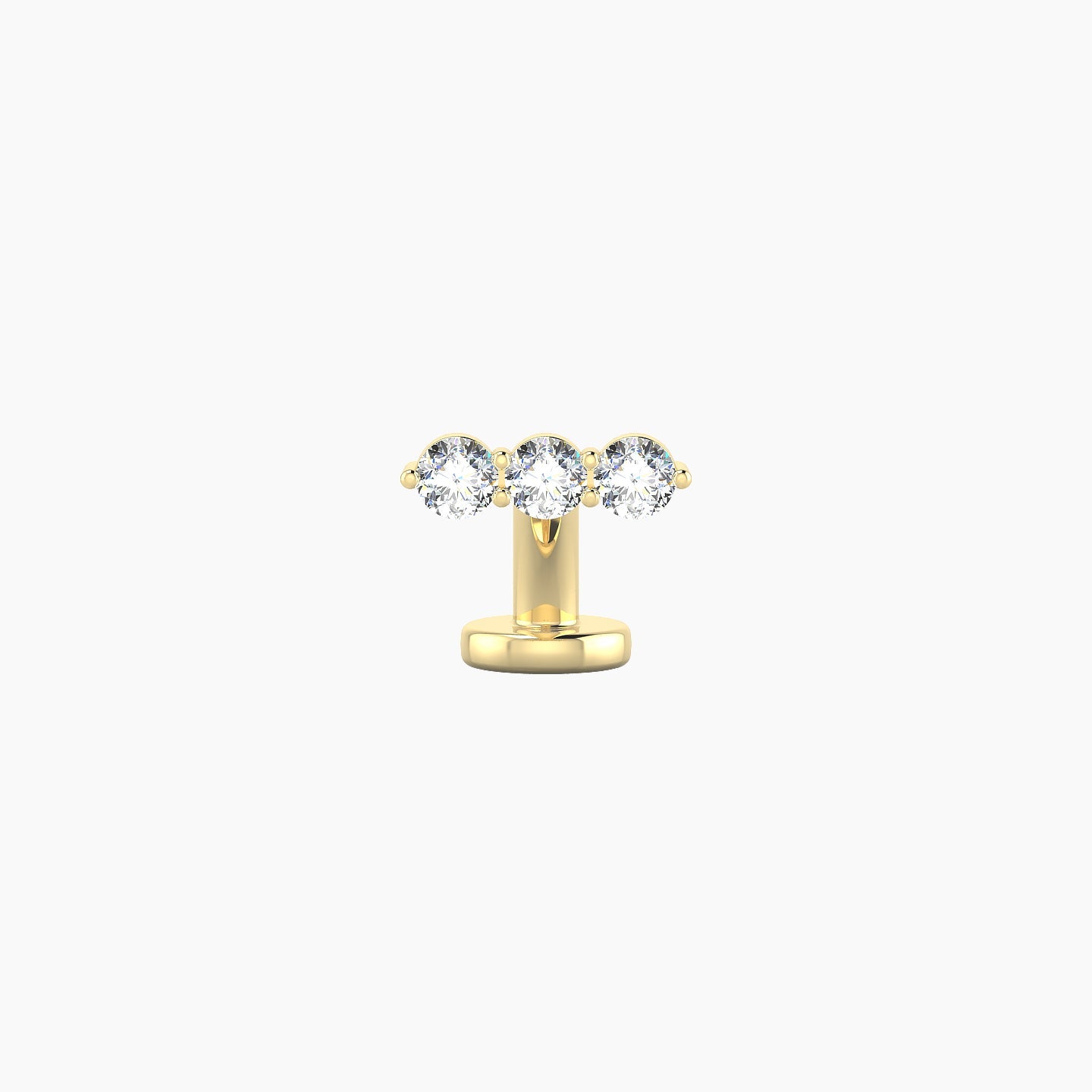 Ma'at | 18k Yellow Gold 7 mm 6 mm Trilogy Diamond Floating Navel Piercing