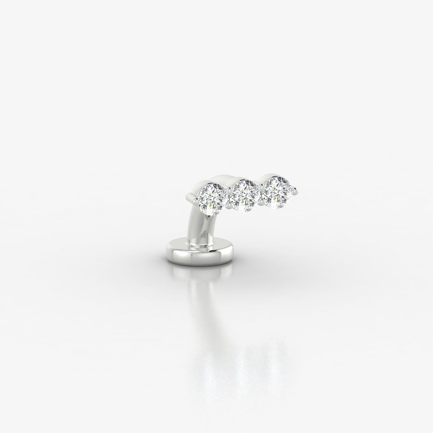 Ma'at | 18k White Gold 7 mm 6 mm Trilogy Diamond Floating Navel Piercing