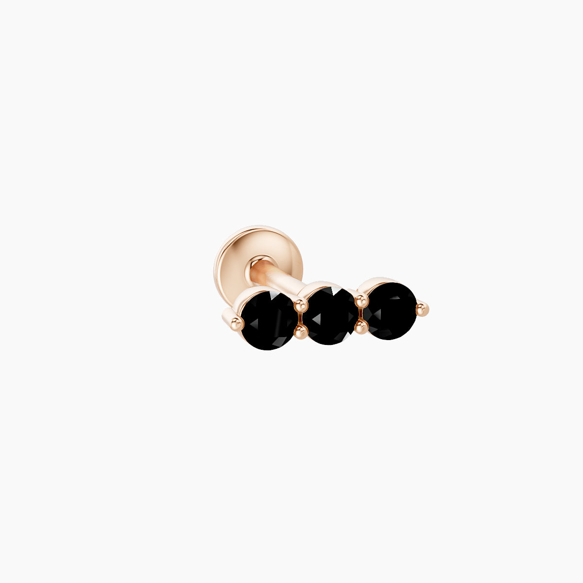 Ma'at | 18k Rose Gold 6.5 mm 7 mm Trilogy Black Diamond Piercing