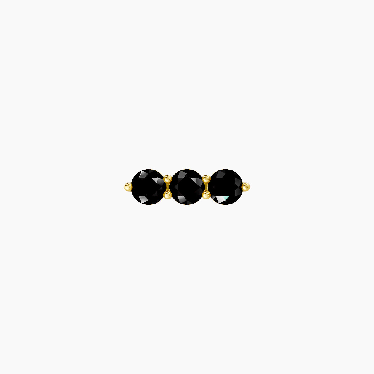 Ma'at | 18k Yellow Gold 6.5 mm 7 mm Trilogy Black Diamond Piercing