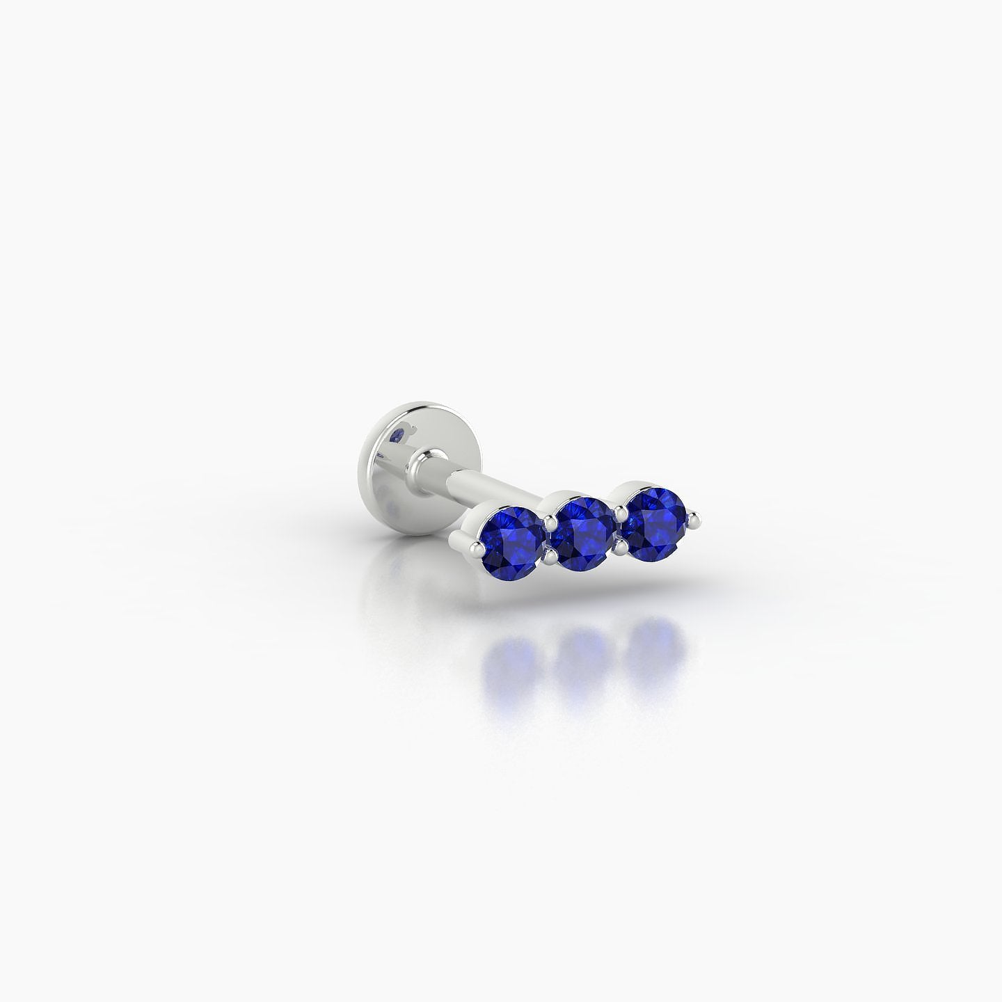 Ma'at | 18k White Gold 6.5 mm 7 mm Trilogy Sapphire Piercing