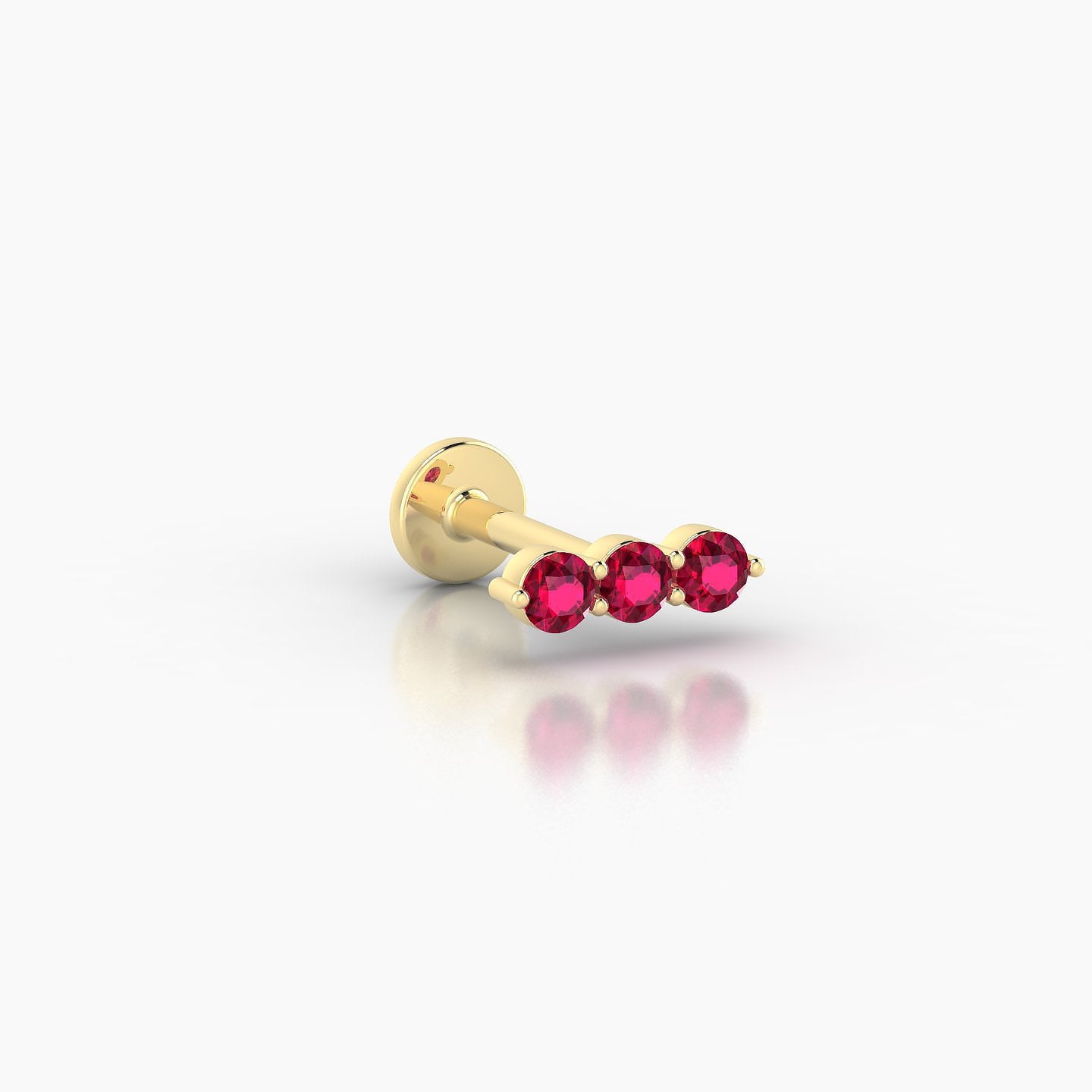 Ma'at | 18k Yellow Gold 6.5 mm 7 mm Trilogy Ruby Piercing
