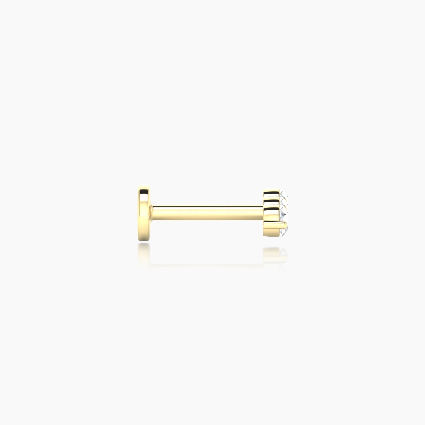 Ma'at | 18k Yellow Gold 7 mm 6.5 mm Trilogy Diamond Piercing