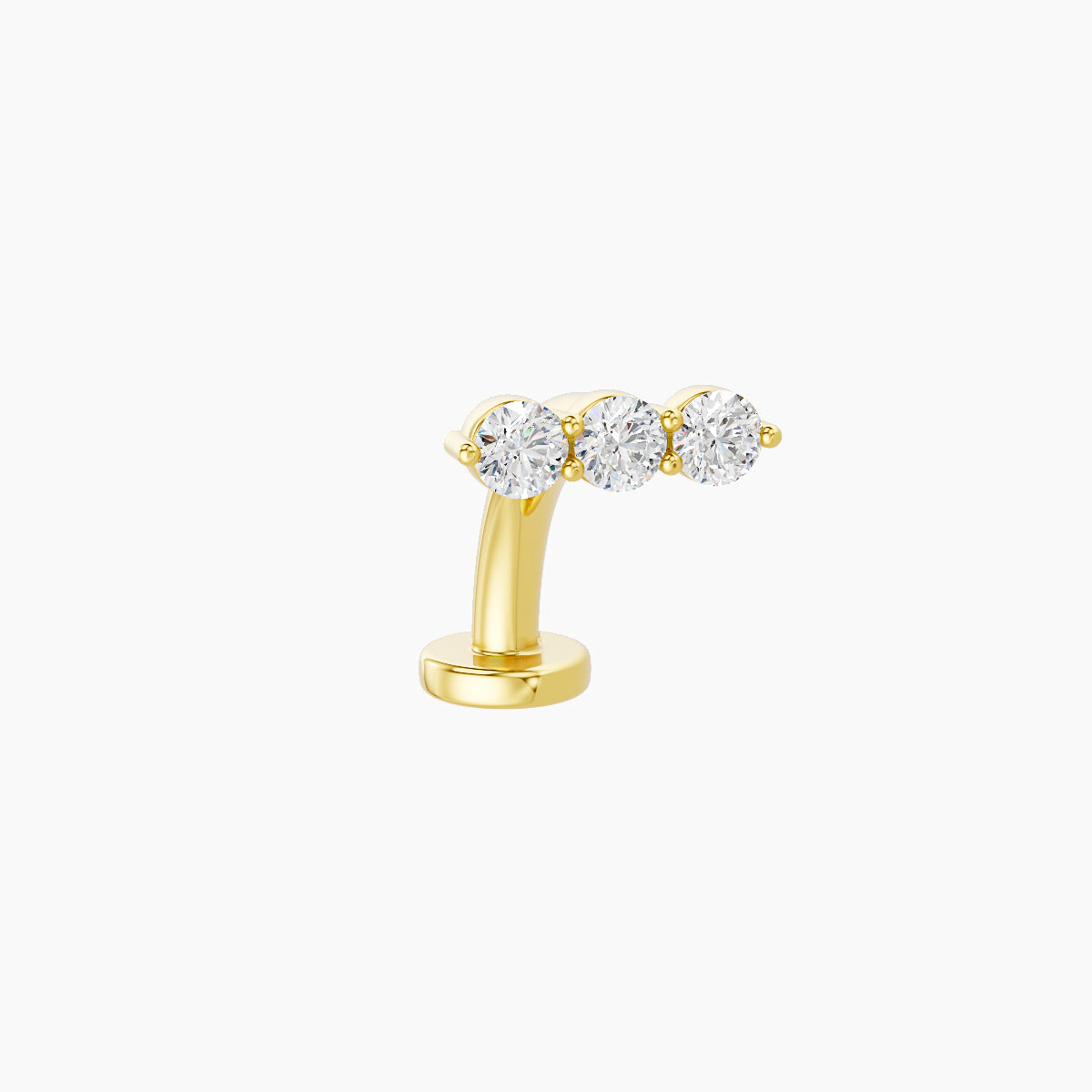 Ma'at | 18k Yellow Gold 7 mm 8 mm Trilogy Diamond Floating Navel Piercing