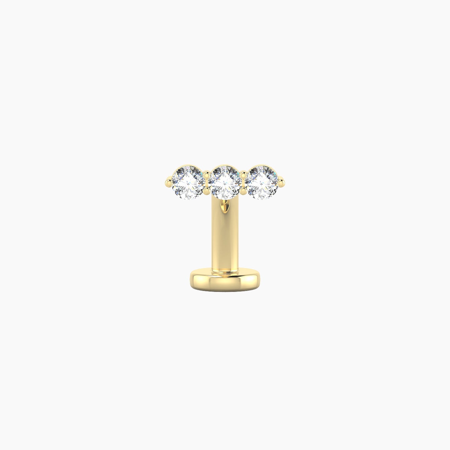 Ma'at | 18k Yellow Gold 7 mm 8 mm Trilogy Diamond Floating Navel Piercing