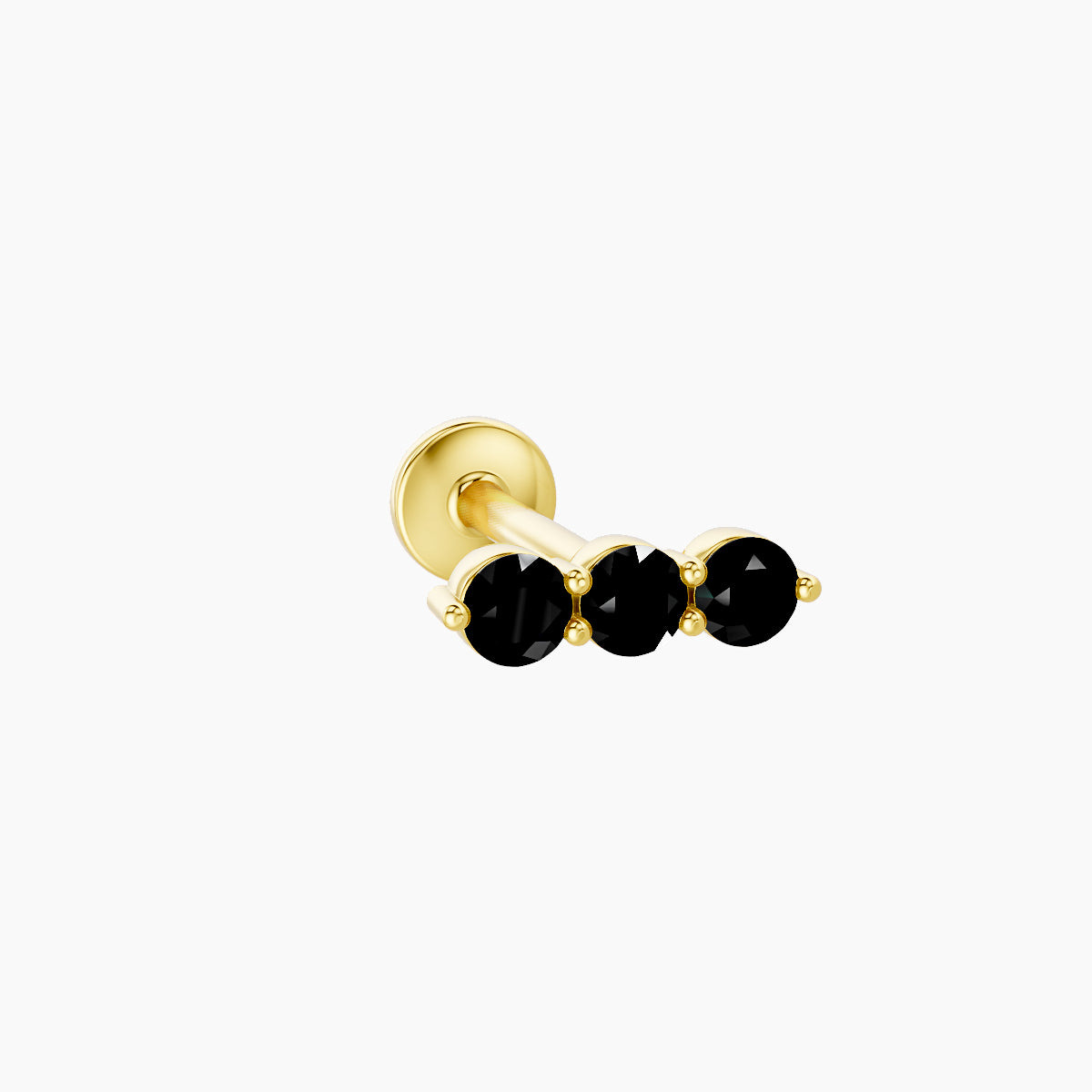 Ma'at | 18k Yellow Gold 8 mm 7 mm Trilogy Black Diamond Piercing