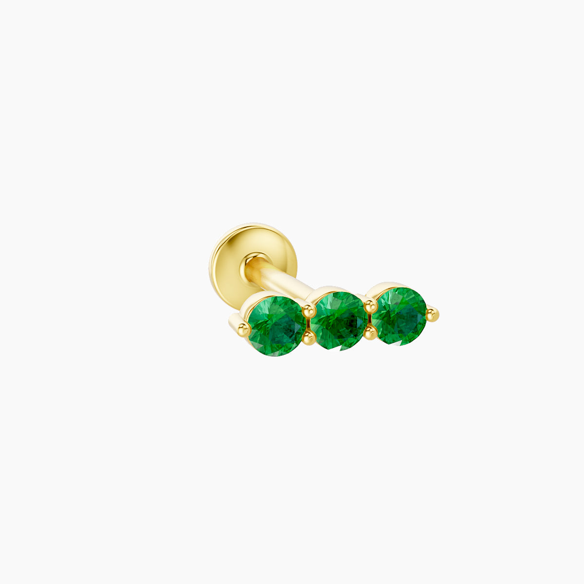 Ma'at | 18k Yellow Gold 8 mm 7 mm Trilogy Emerald Piercing