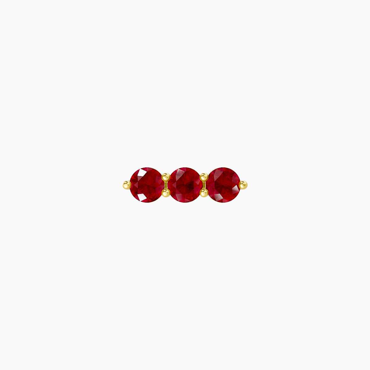 Ma'at | 18k Yellow Gold 8 mm 7 mm Trilogy Ruby Piercing