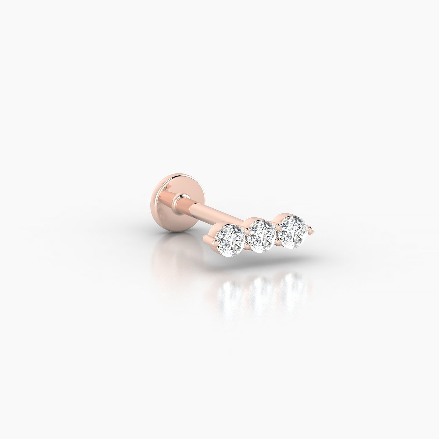 Ma'at | 18k Rose Gold 7 mm 8 mm Trilogy Diamond Piercing