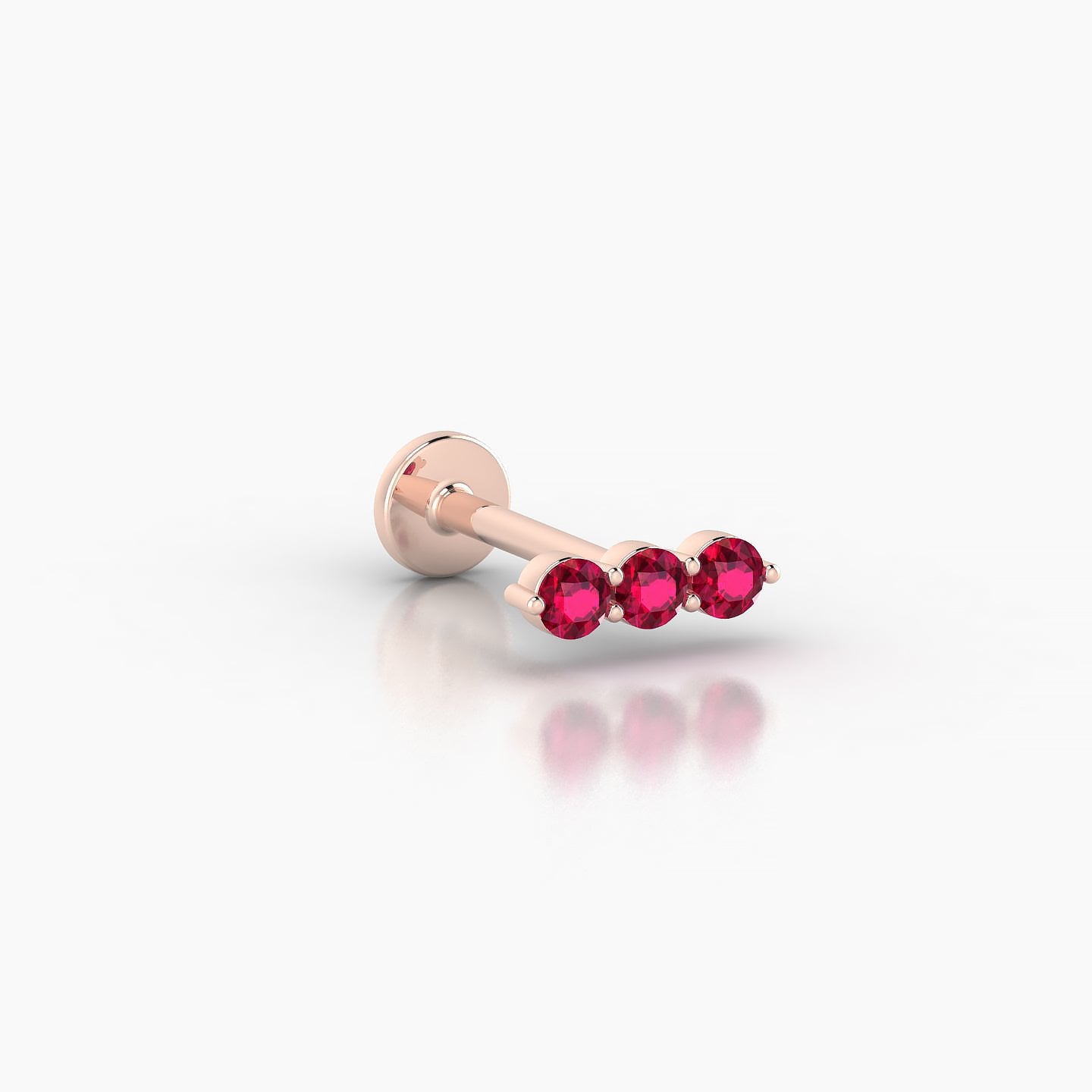 Ma'at | 18k Rose Gold 8 mm 7 mm Trilogy Ruby Piercing