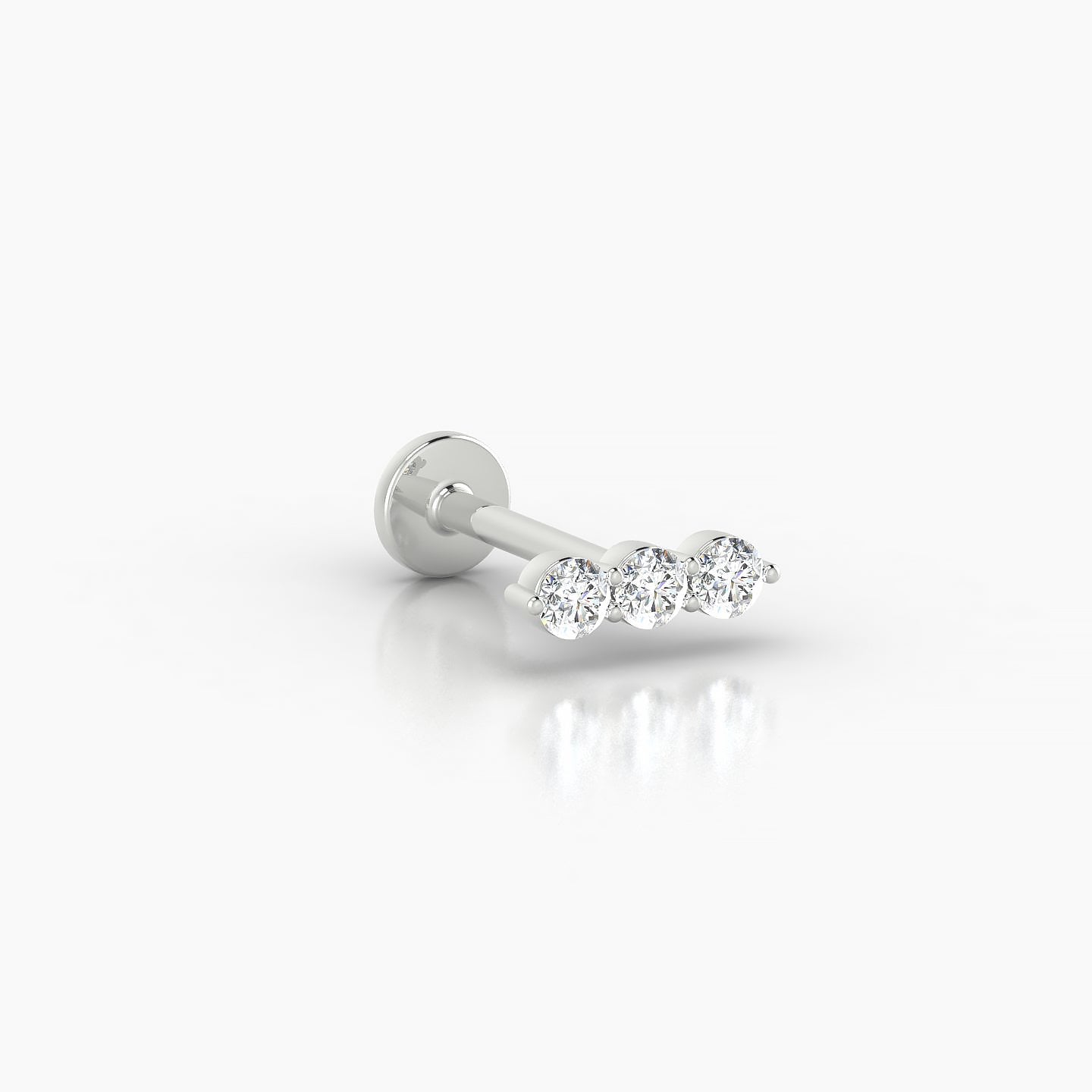 Ma'at | 18k White Gold 7 mm 8 mm Trilogy Diamond Piercing