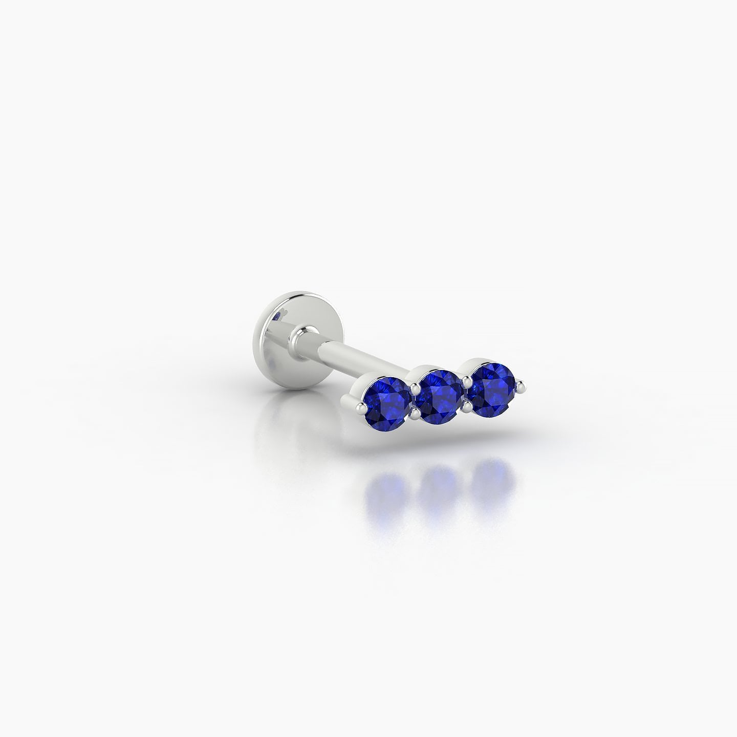 Ma'at | 18k White Gold 8 mm 7 mm Trilogy Sapphire Piercing