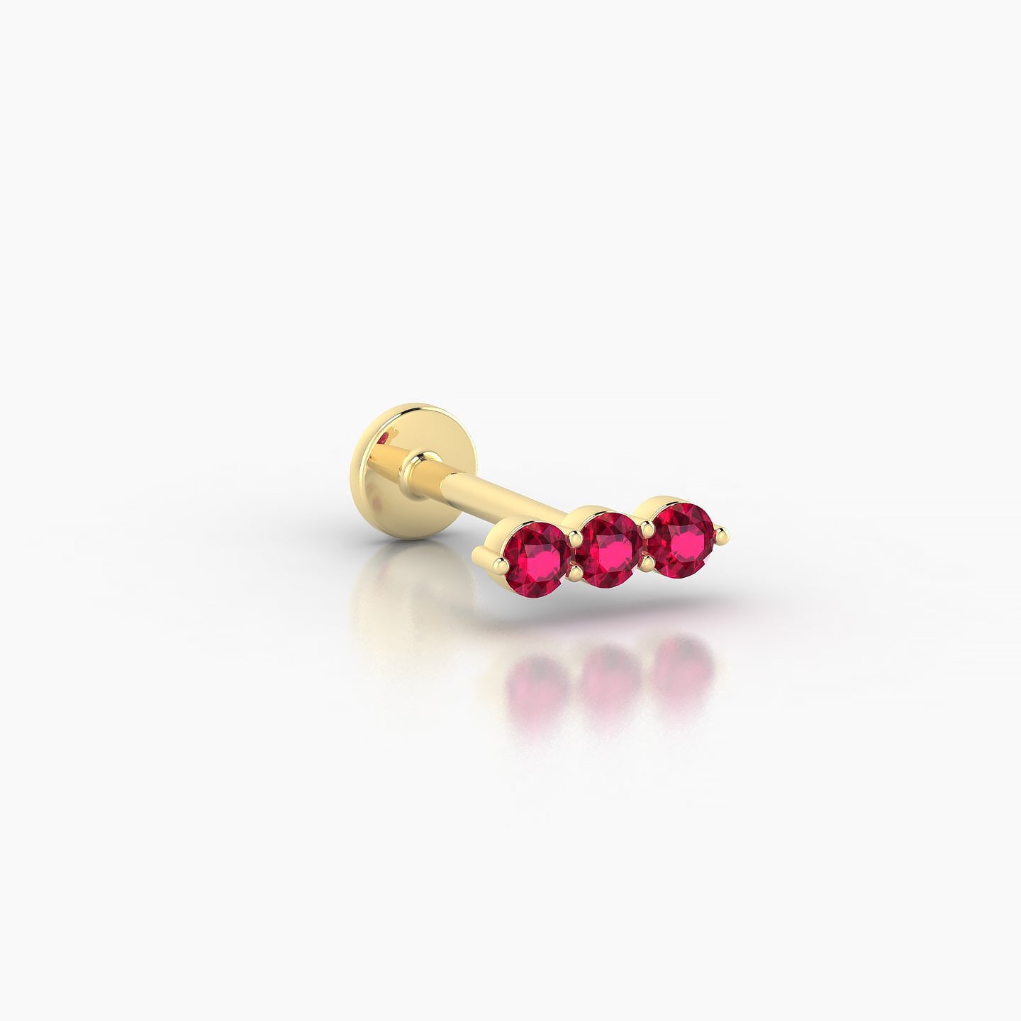 Ma'at | 18k Yellow Gold 8 mm 7 mm Trilogy Ruby Piercing