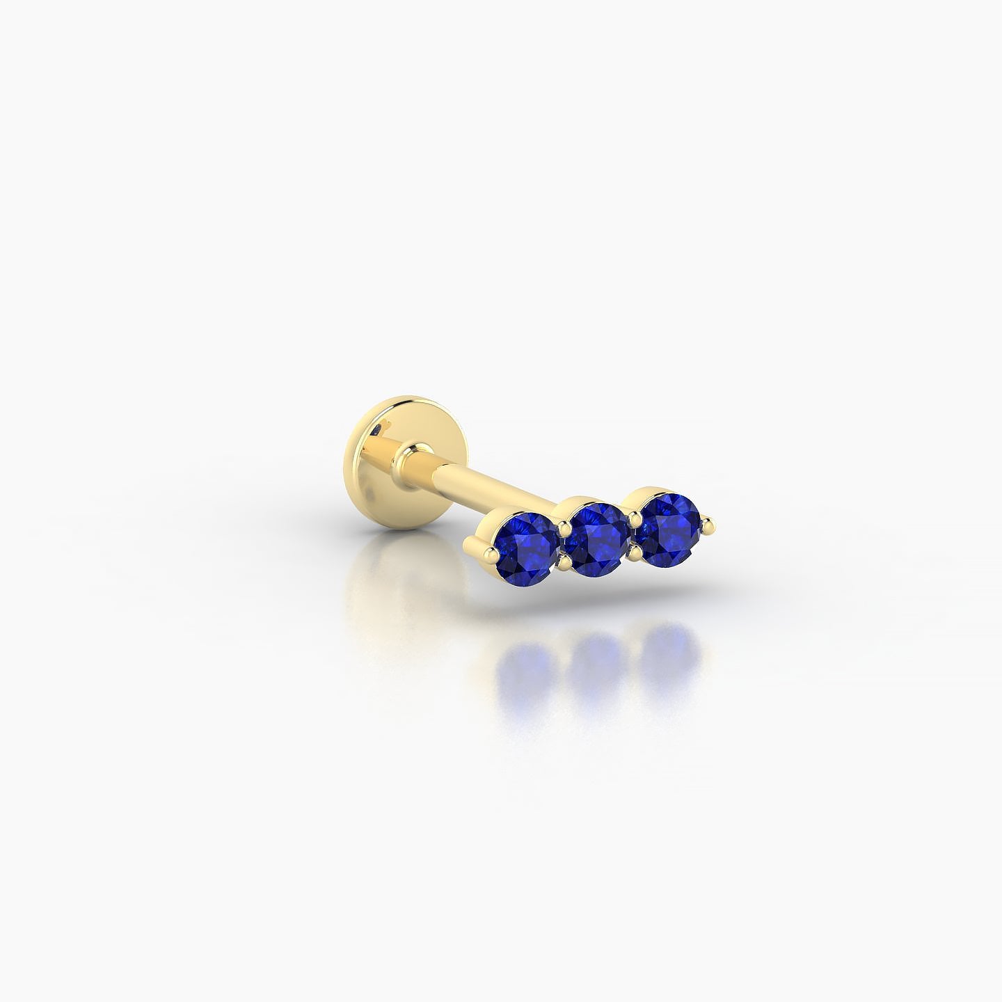 Ma'at | 18k Yellow Gold 8 mm 7 mm Trilogy Sapphire Piercing