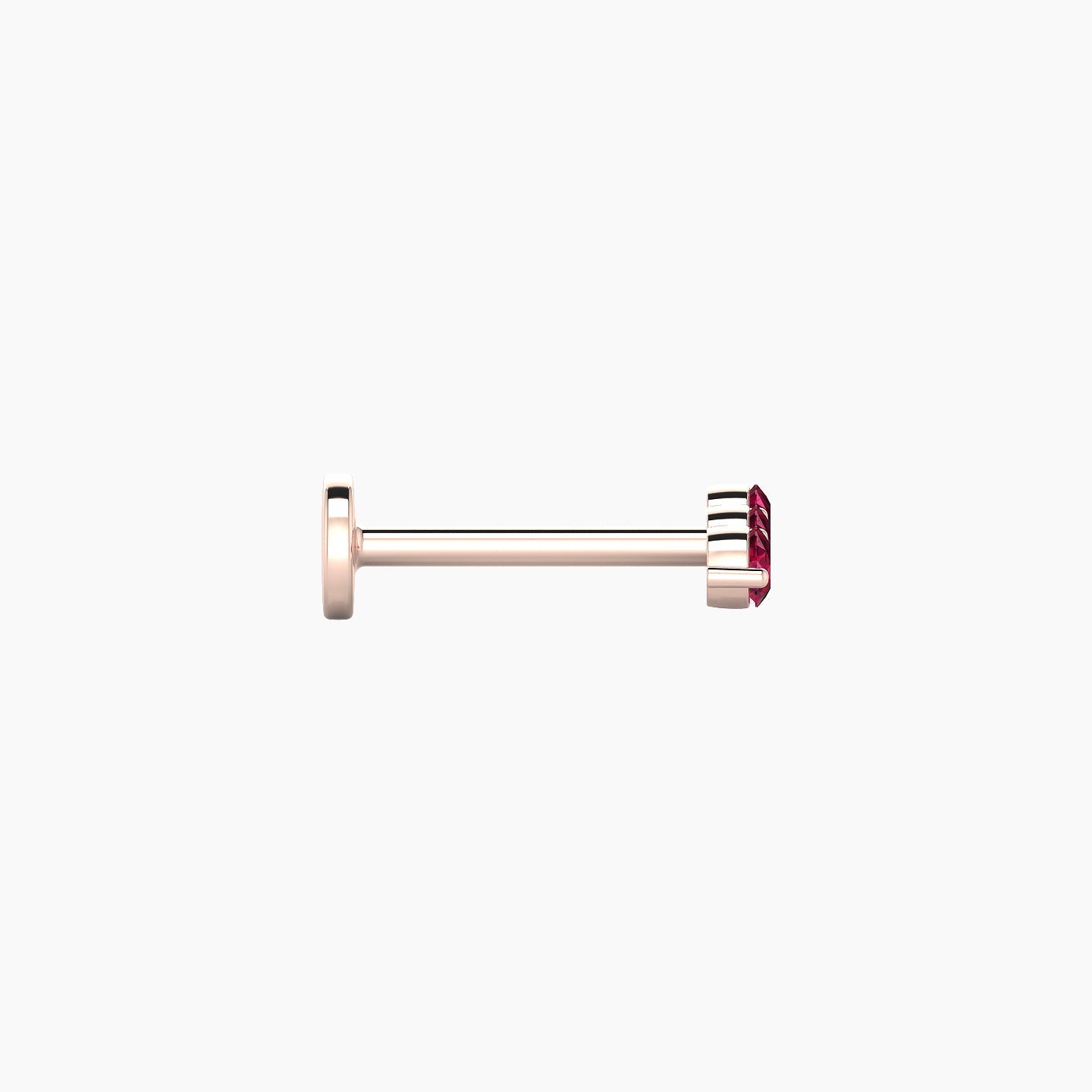 Ma'at | 18k Rose Gold 8 mm 7 mm Trilogy Ruby Piercing
