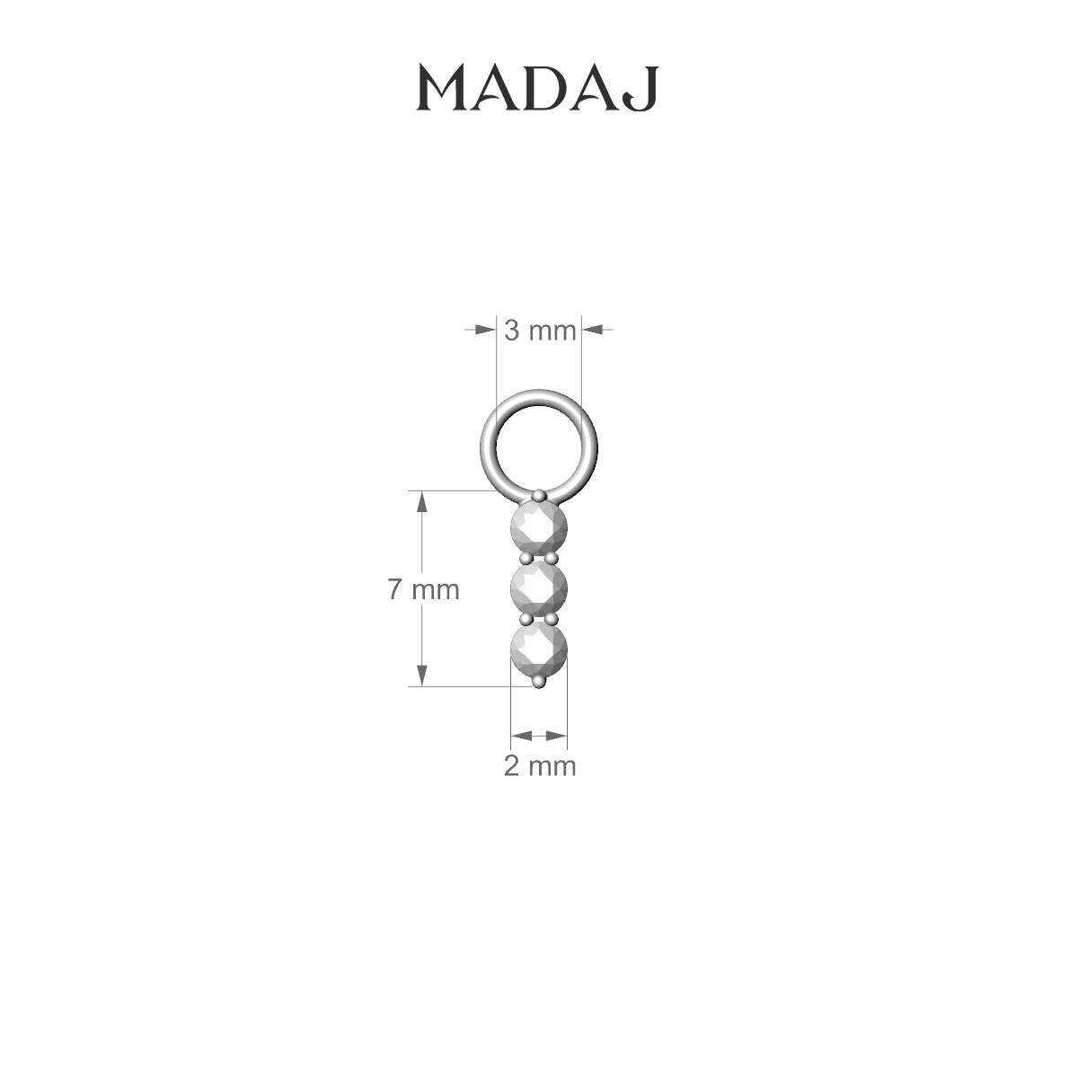 Ma'at | 18k White Gold 7 mm Trilogy Diamond Charm