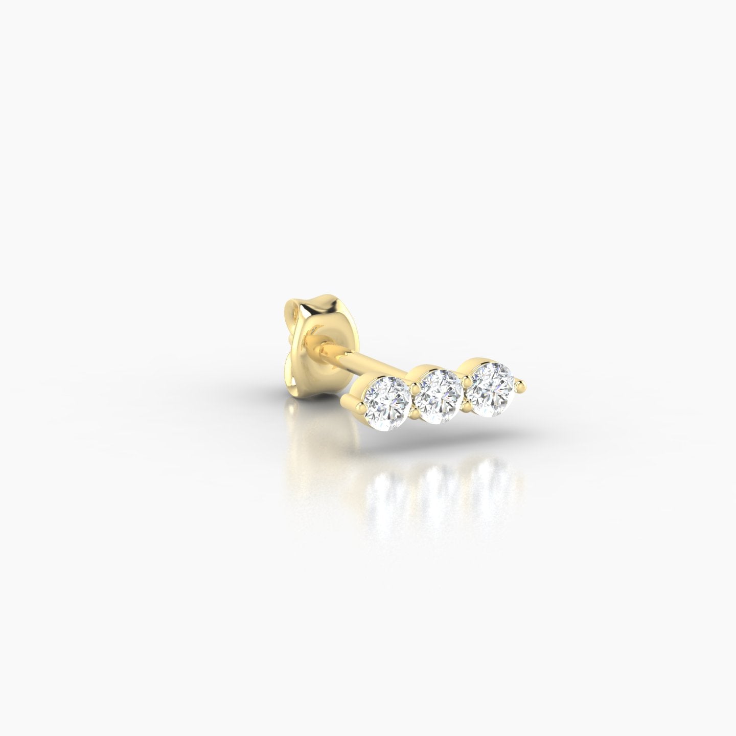 Ma'at | 18k Yellow Gold 7 mm Trilogy Diamond Earring