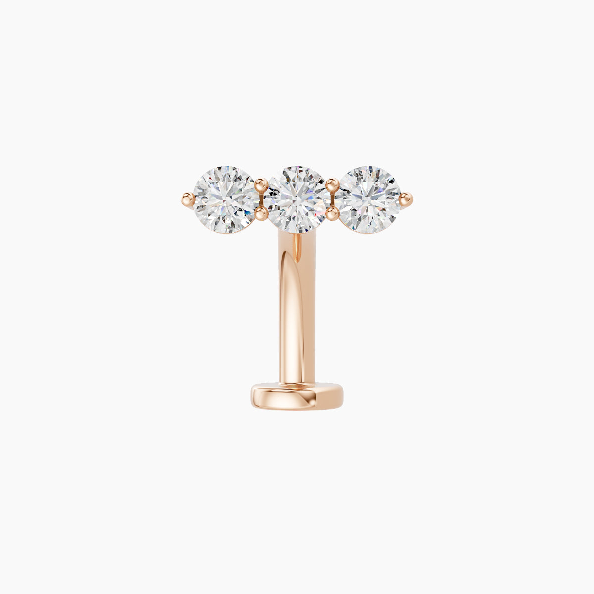 Ma'at | 18k Rose Gold 8.5 mm 10 mm Trilogy Diamond Floating Navel Piercing