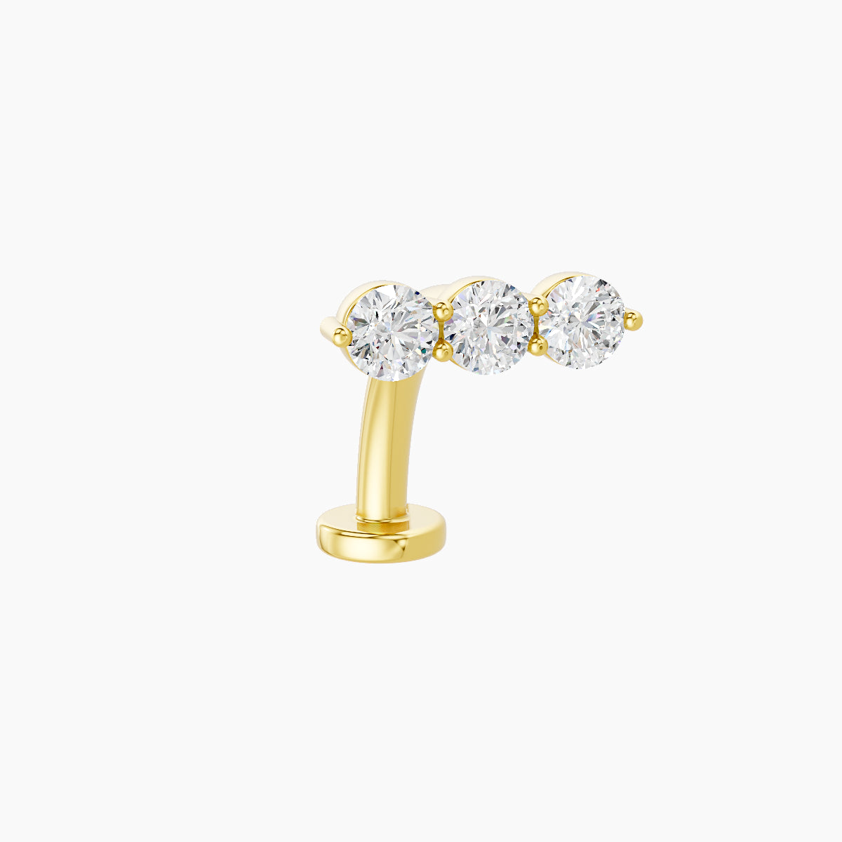 Ma'at | 18k Yellow Gold 8.5 mm 10 mm Trilogy Diamond Floating Navel Piercing
