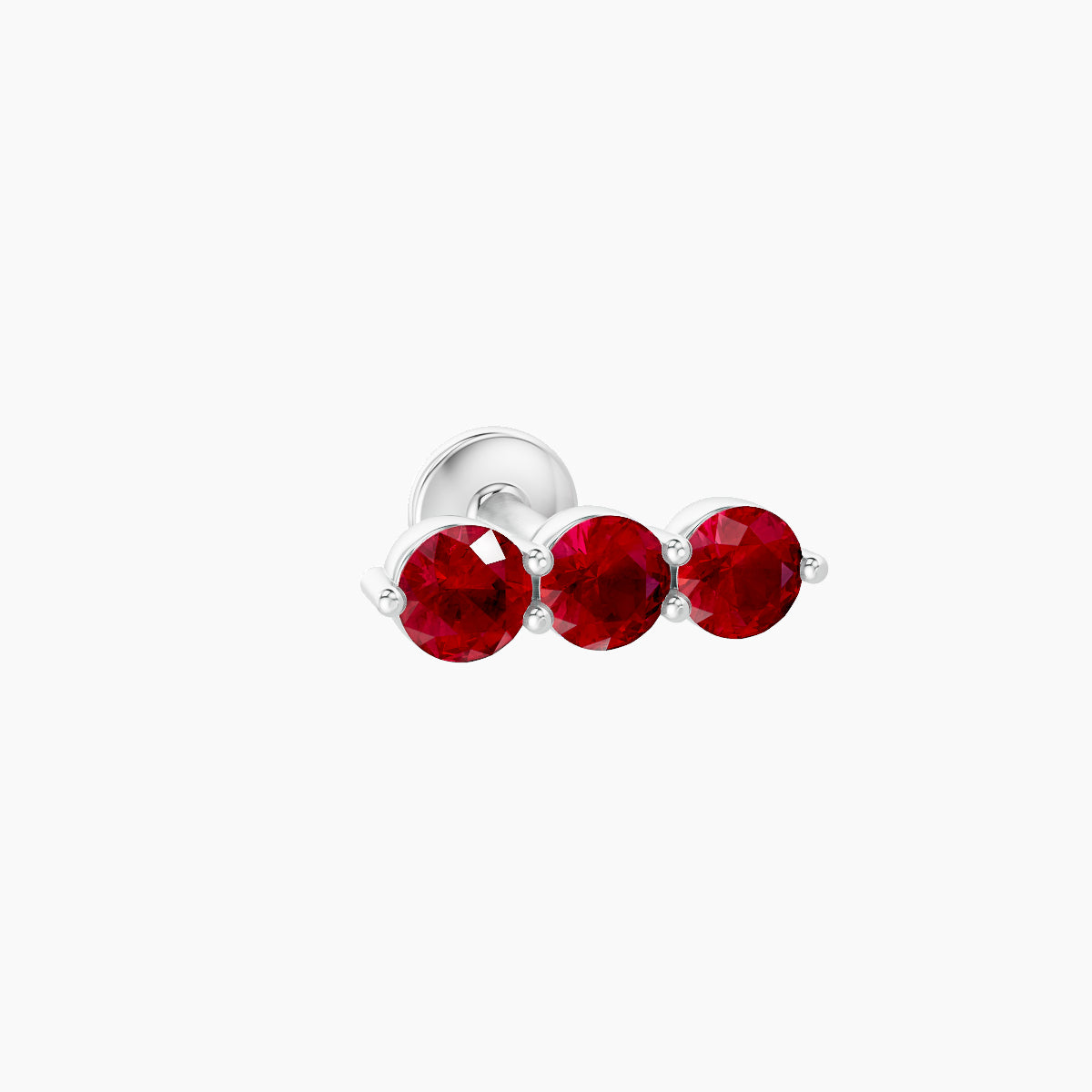 Ma'at | 18k White Gold 5 mm 8.5 mm Trilogy Ruby Piercing