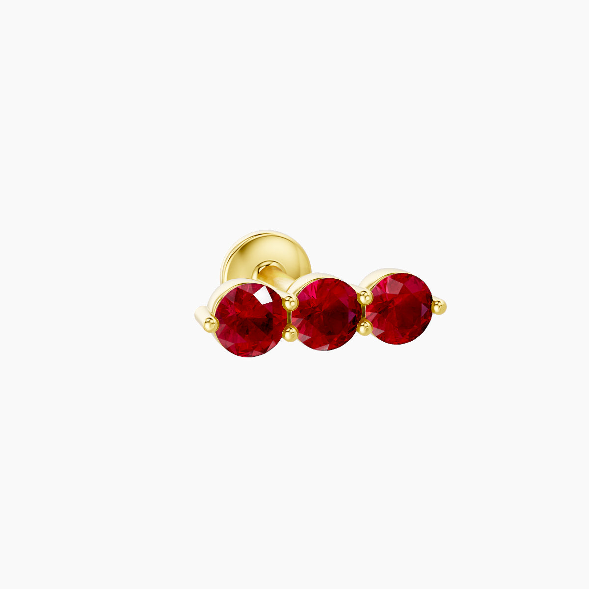 Ma'at | 18k Yellow Gold 5 mm 8.5 mm Trilogy Ruby Piercing