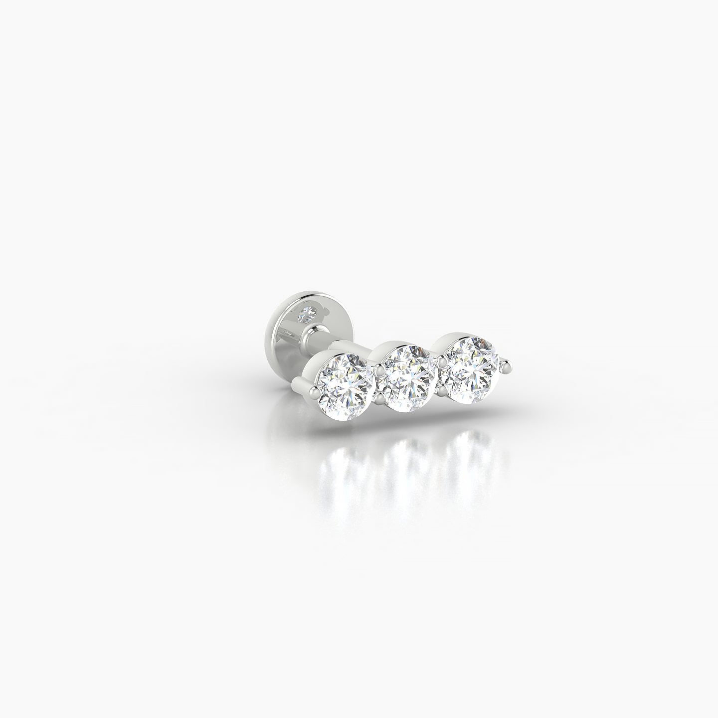 Ma'at | 18k White Gold 8.5 mm 5 mm Trilogy Diamond Piercing
