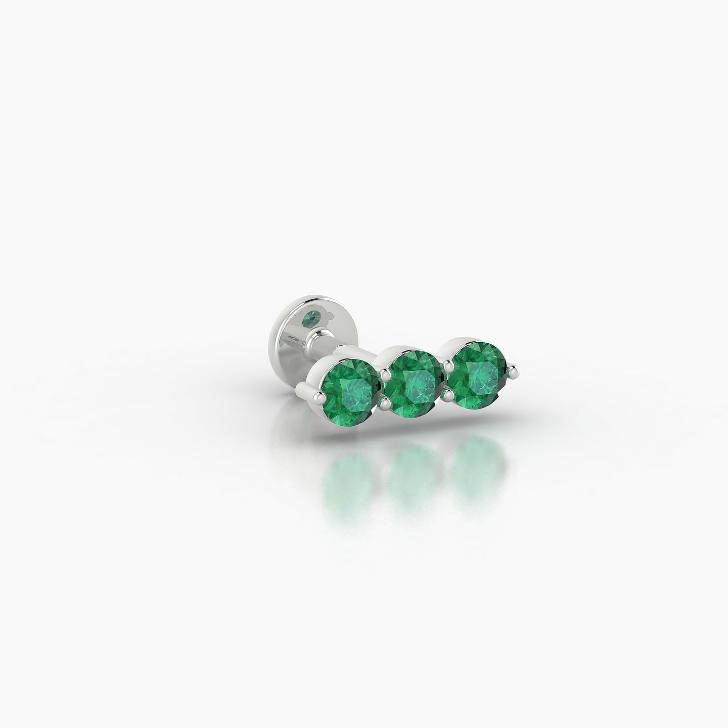 Ma'at | 18k White Gold 5 mm 8.5 mm Trilogy Emerald Piercing