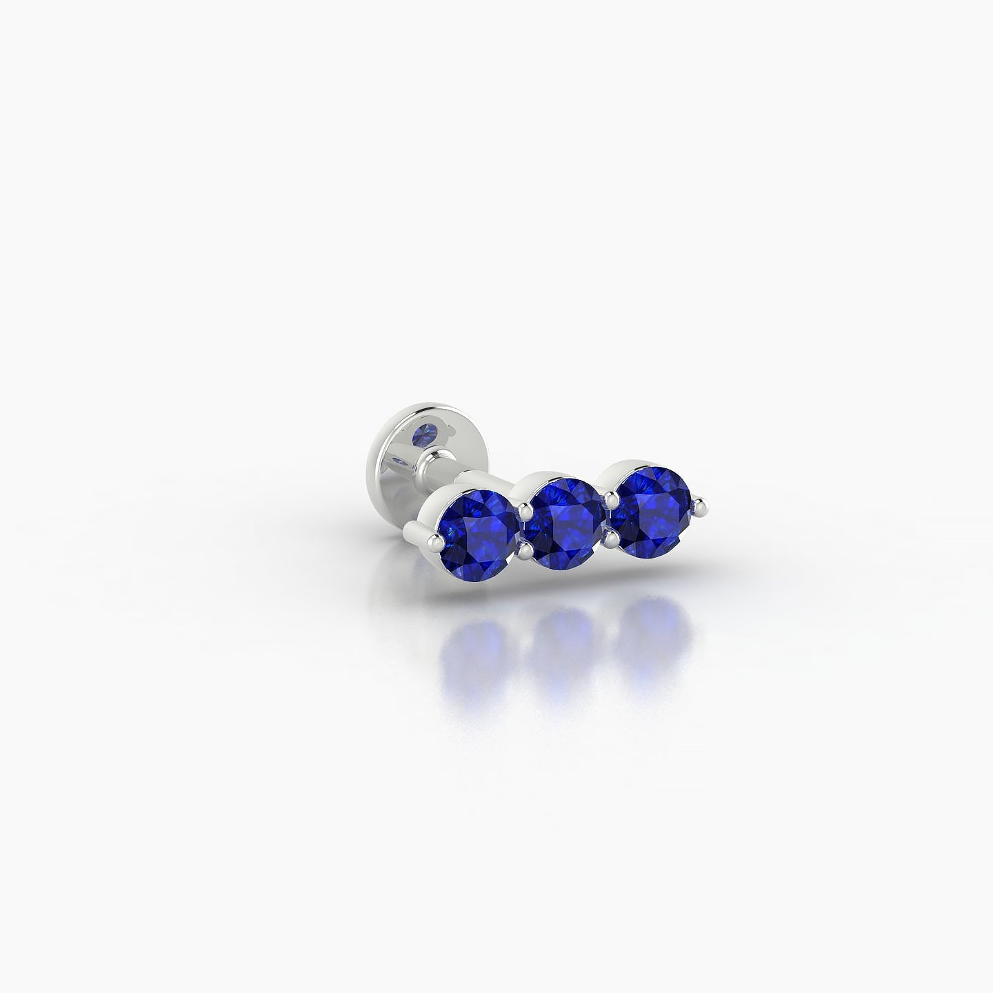 Ma'at | 18k White Gold 5 mm 8.5 mm Trilogy Sapphire Piercing