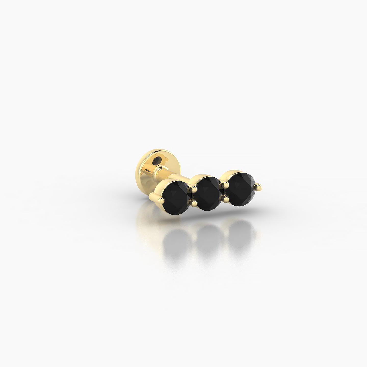 Ma'at | 18k Yellow Gold 5 mm 8.5 mm Trilogy Black Diamond Piercing