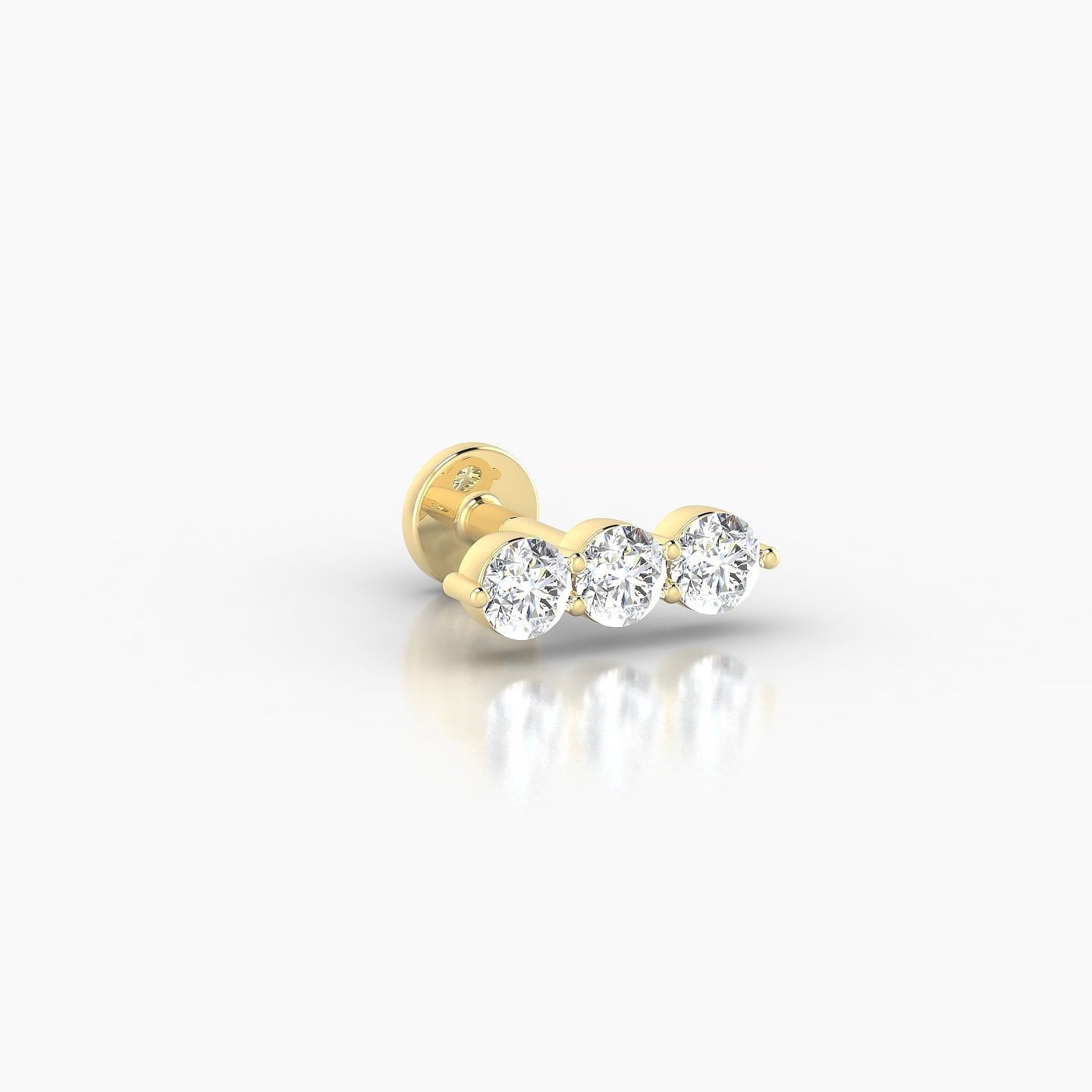 Ma'at | 18k Yellow Gold 8.5 mm 5 mm Trilogy Diamond Piercing