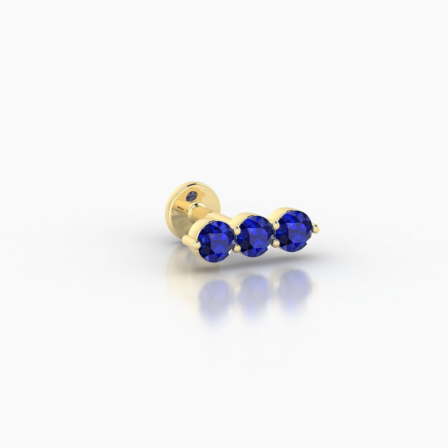 Ma'at | 18k Yellow Gold 5 mm 8.5 mm Trilogy Sapphire Piercing