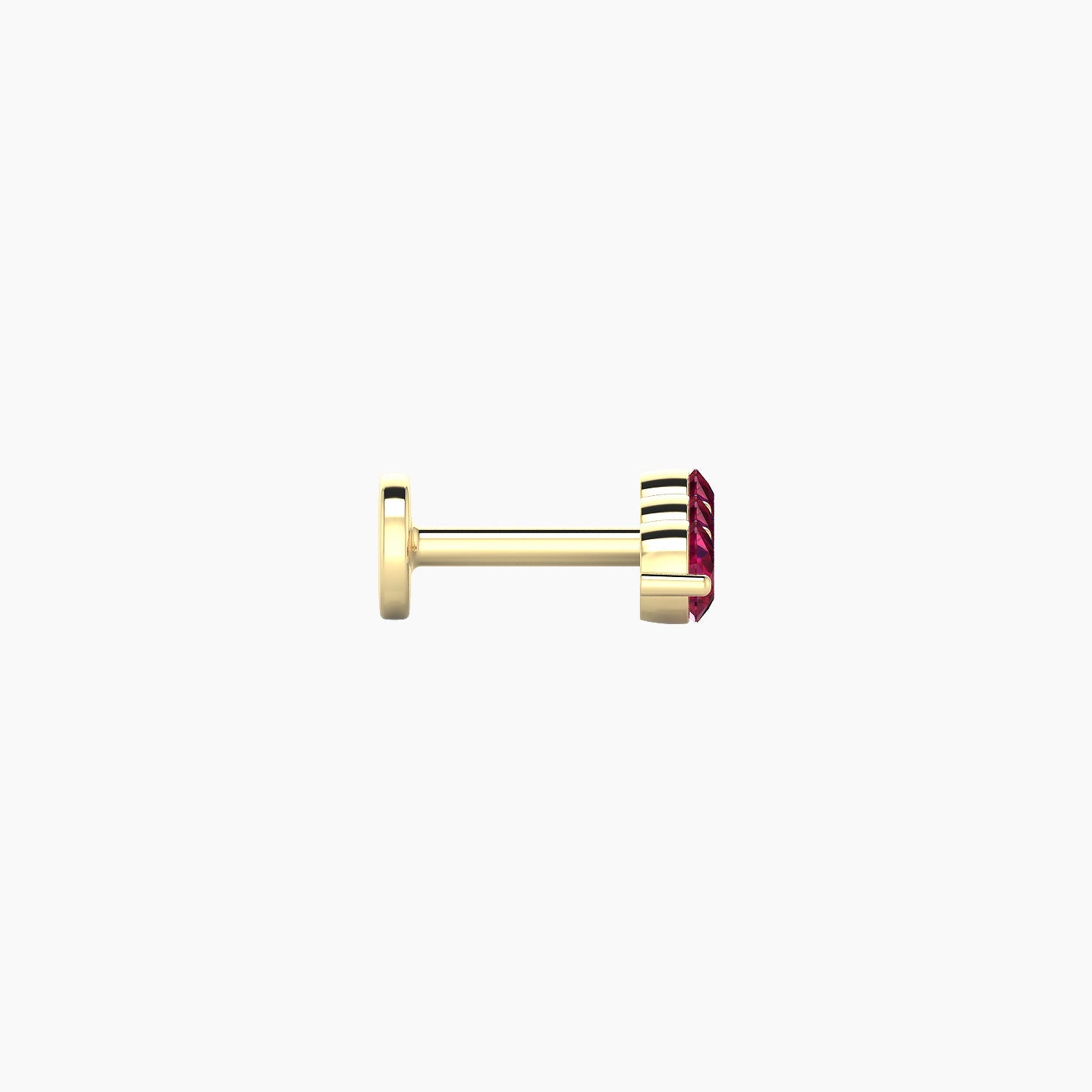 Ma'at | 18k Yellow Gold 5 mm 8.5 mm Trilogy Ruby Piercing