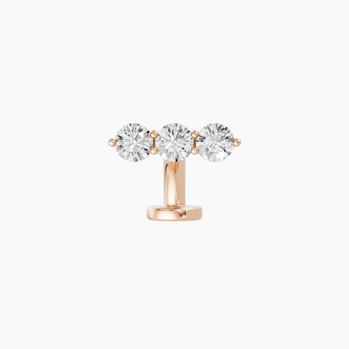 Ma'at | 18k Rose Gold 8.5 mm 6 mm Trilogy Diamond Floating Navel Piercing